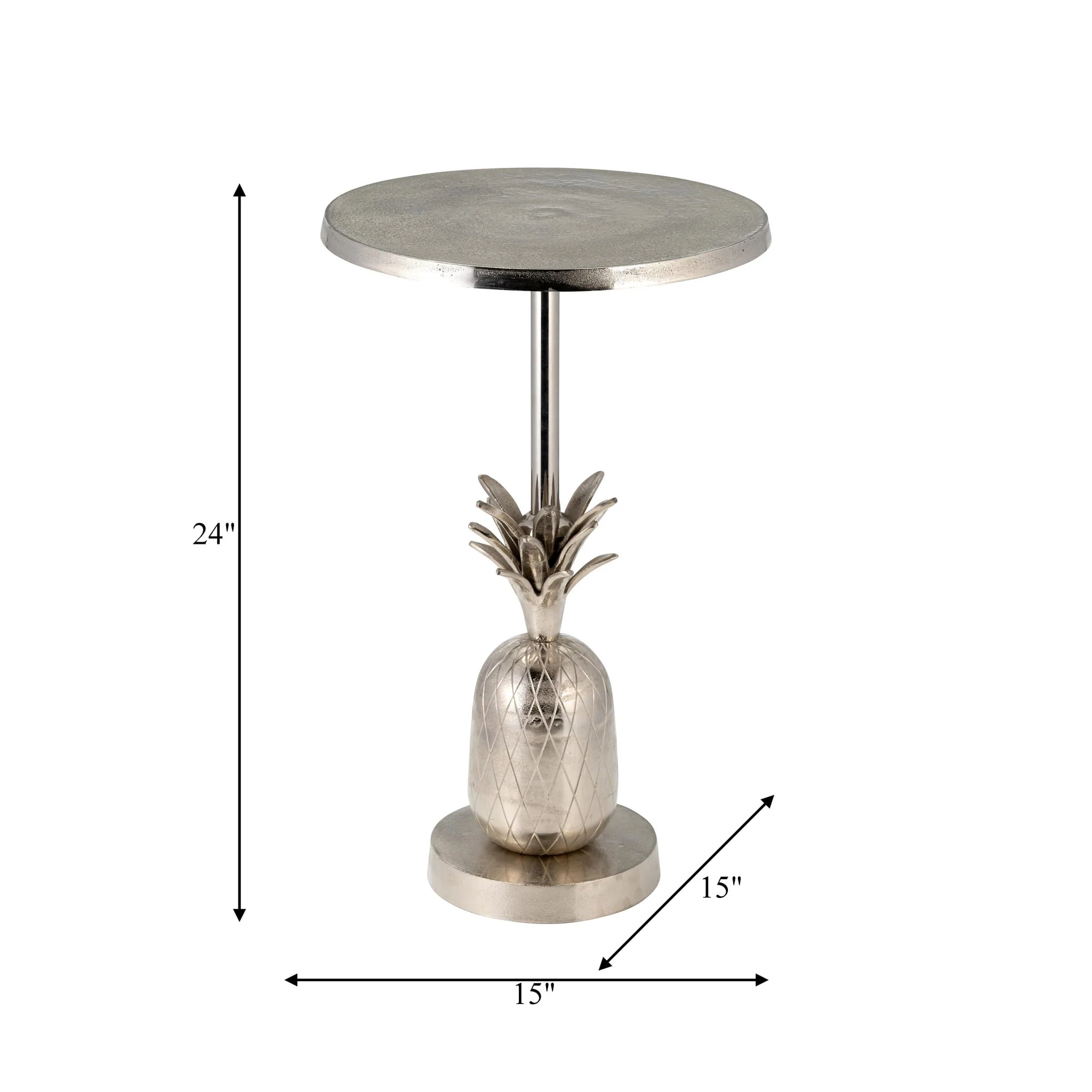 Metal, 15"d/24"h, Silver Pineapple Side Table, Kd - Image 6