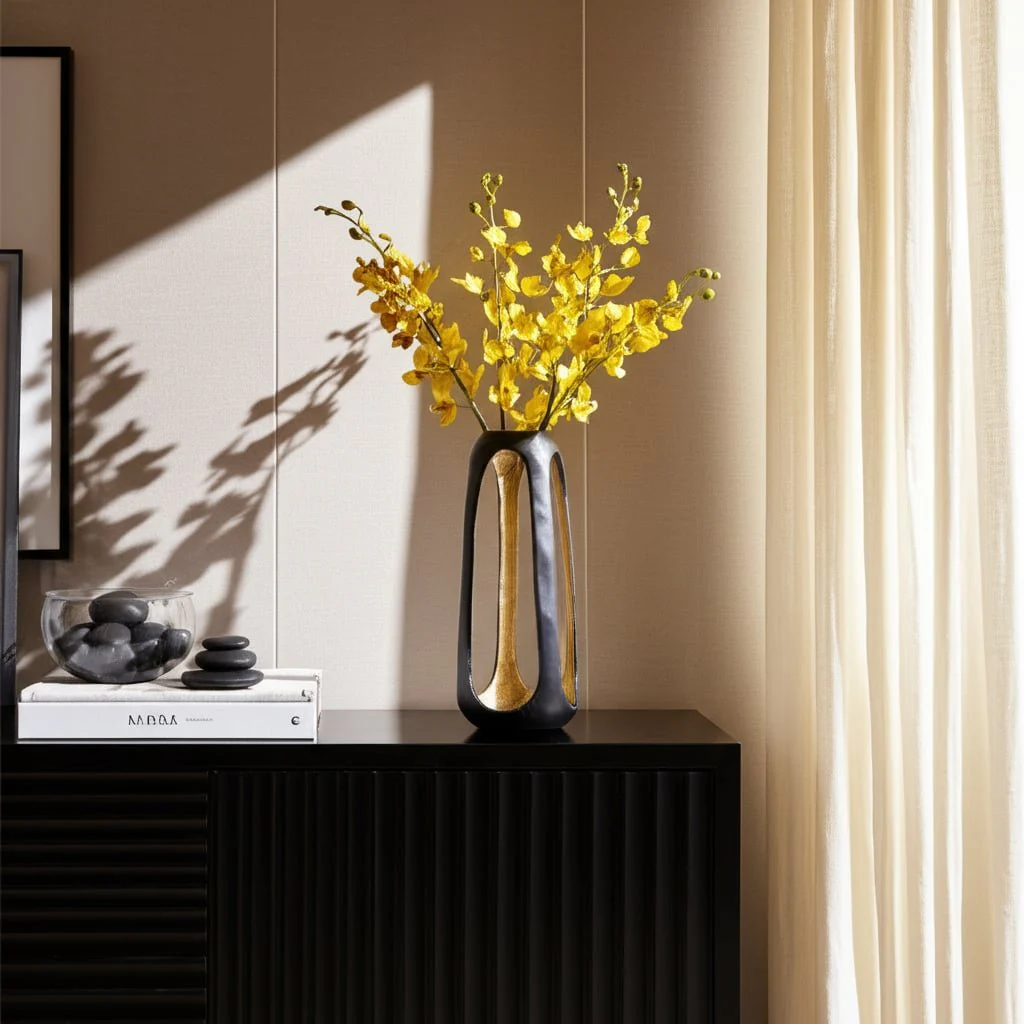 Metal,15"h,open Vase,matte Black - Image 5