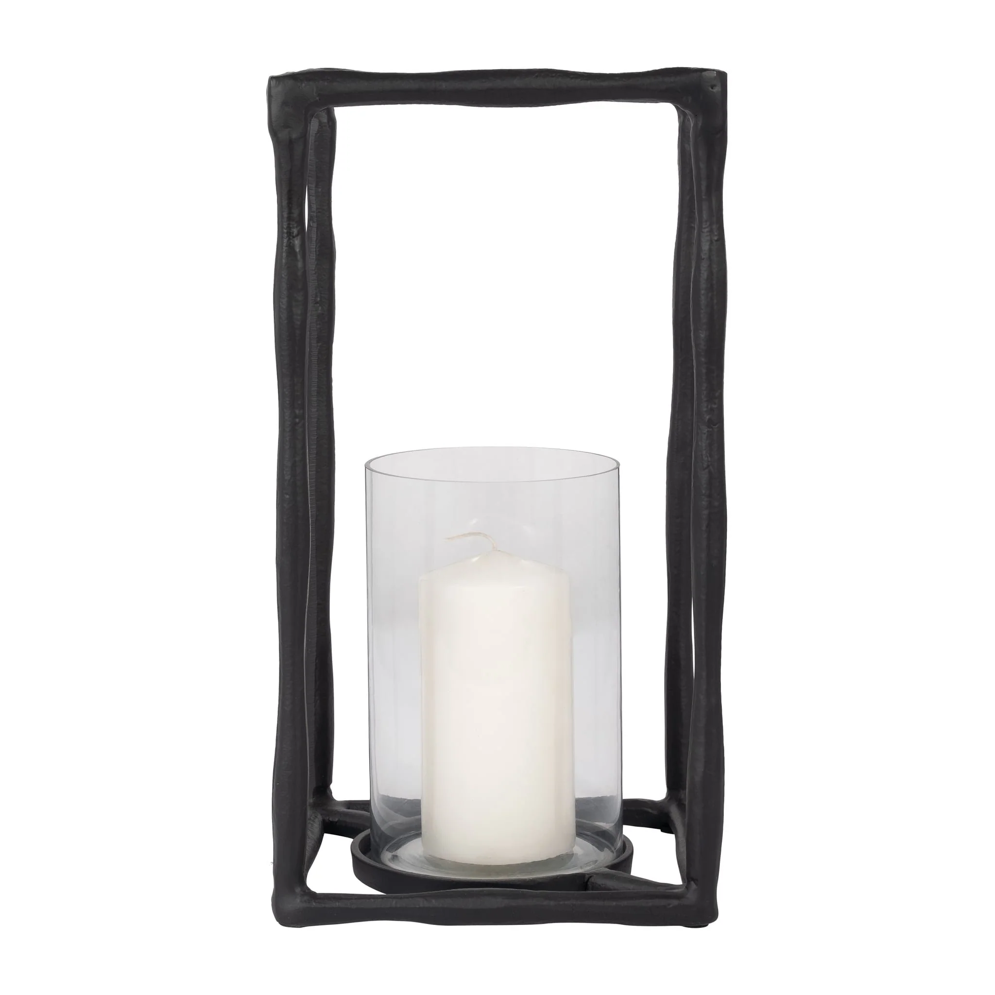 Metal, 16" Open Square Hurricane Holder, Black - Image 4