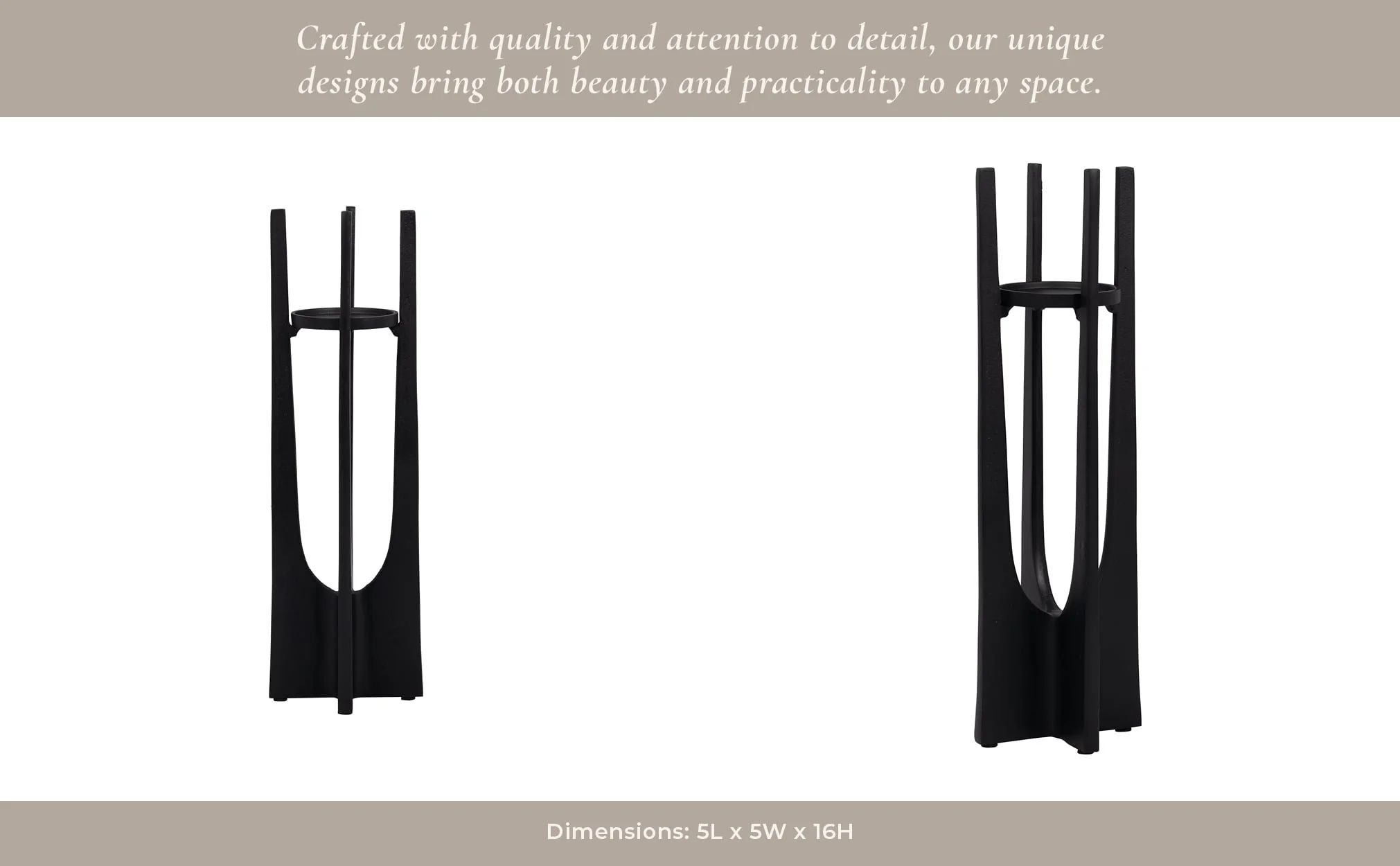 Metal, 16" Pillar Candle Holder, Black - Image 13