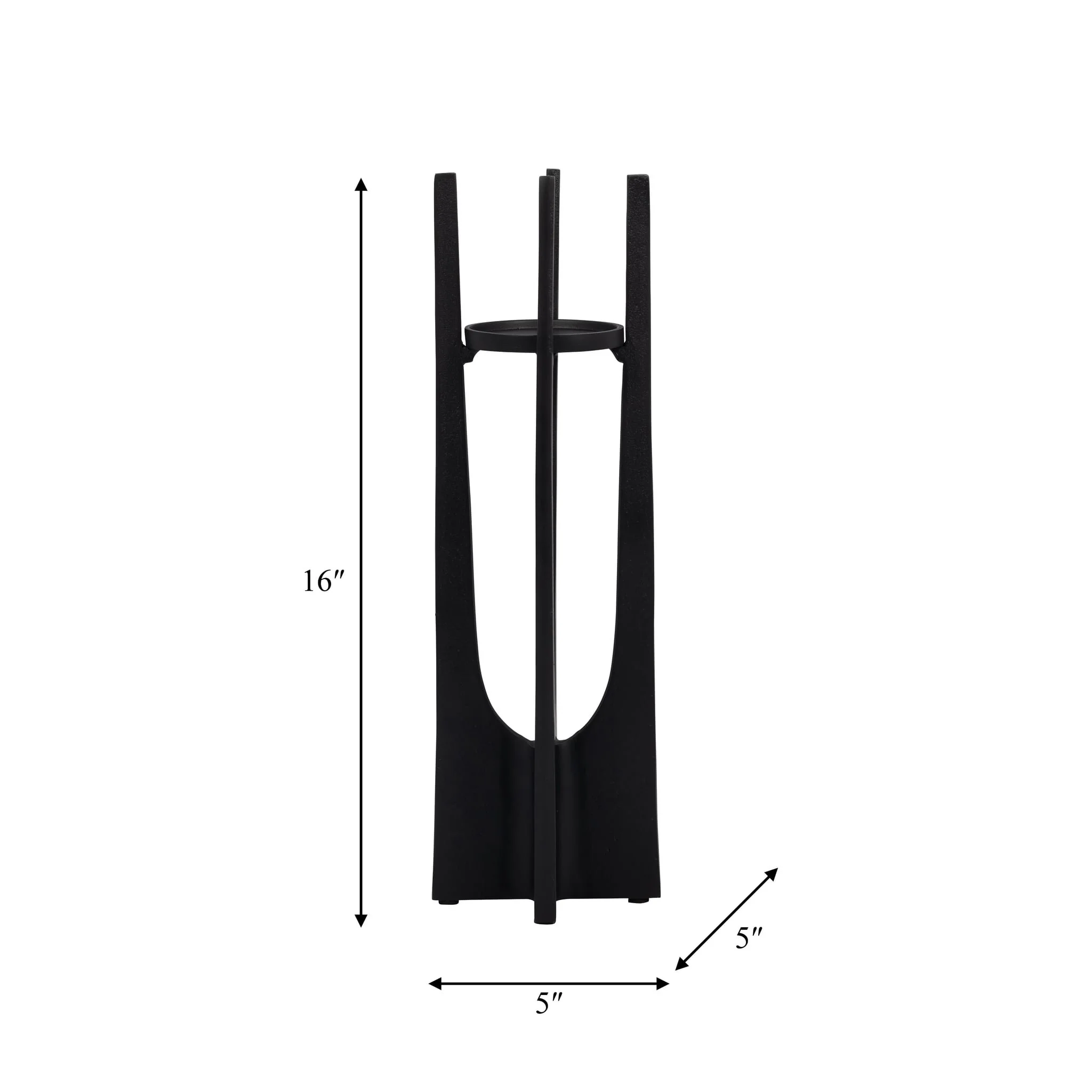 Metal, 16" Pillar Candle Holder, Black - Image 9