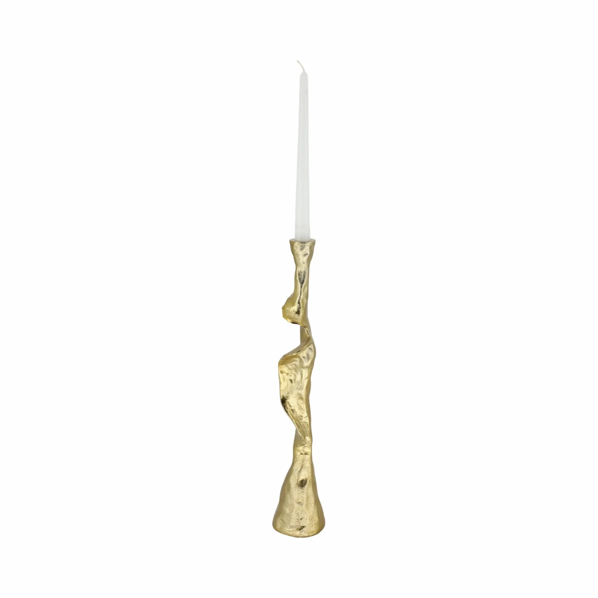 Metal, 17" Forged Taper Candleholder, Gold - Image 2