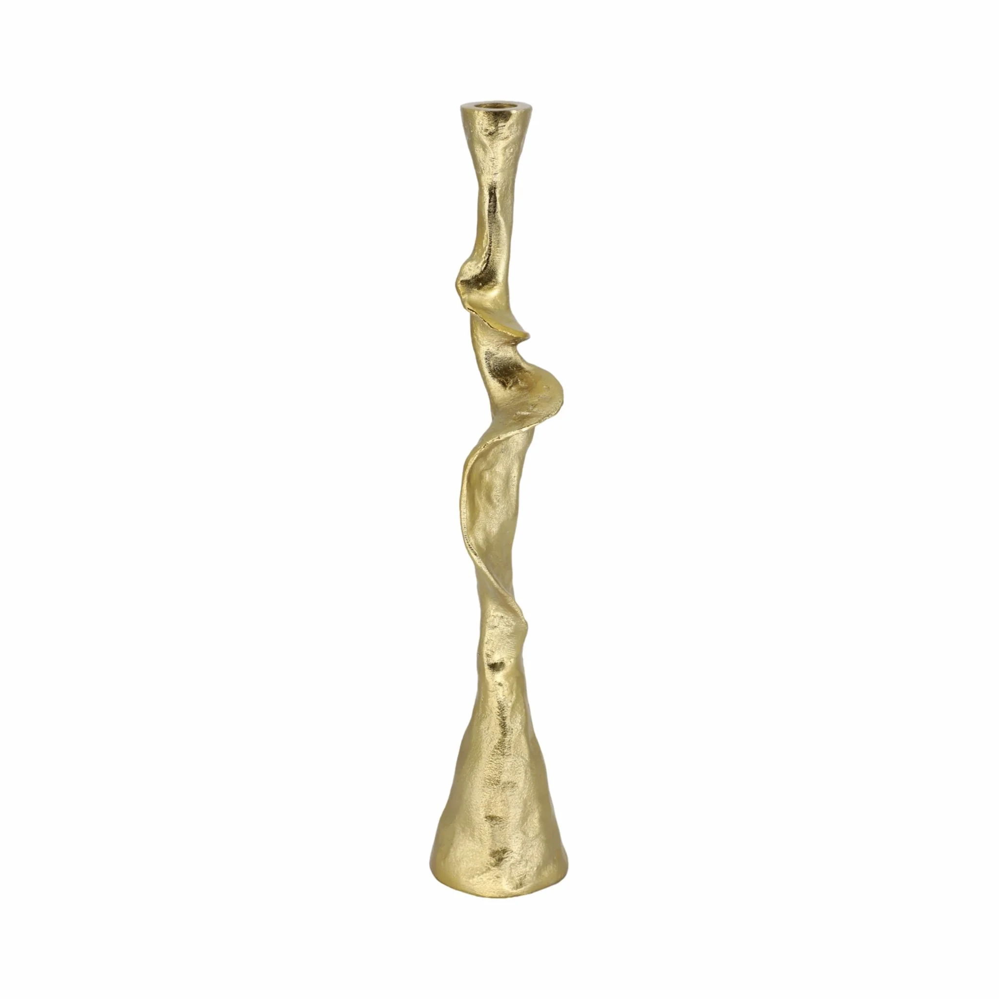 Metal, 17" Forged Taper Candleholder, Gold - Image 3