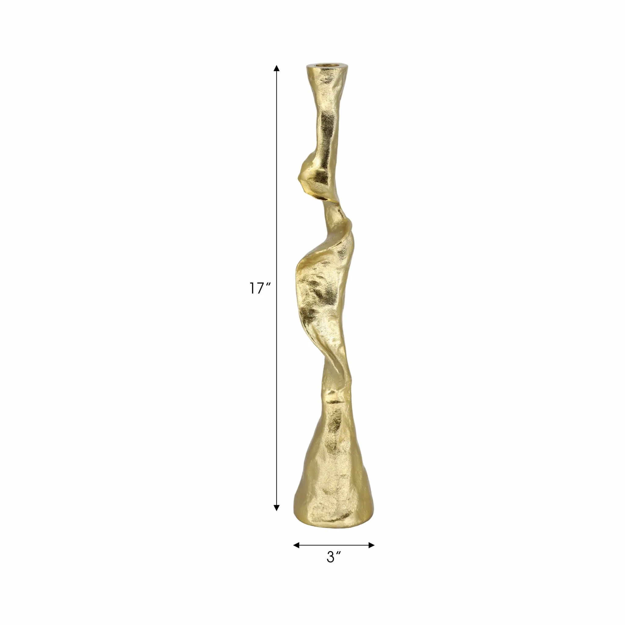 Metal, 17" Forged Taper Candleholder, Gold - Image 9