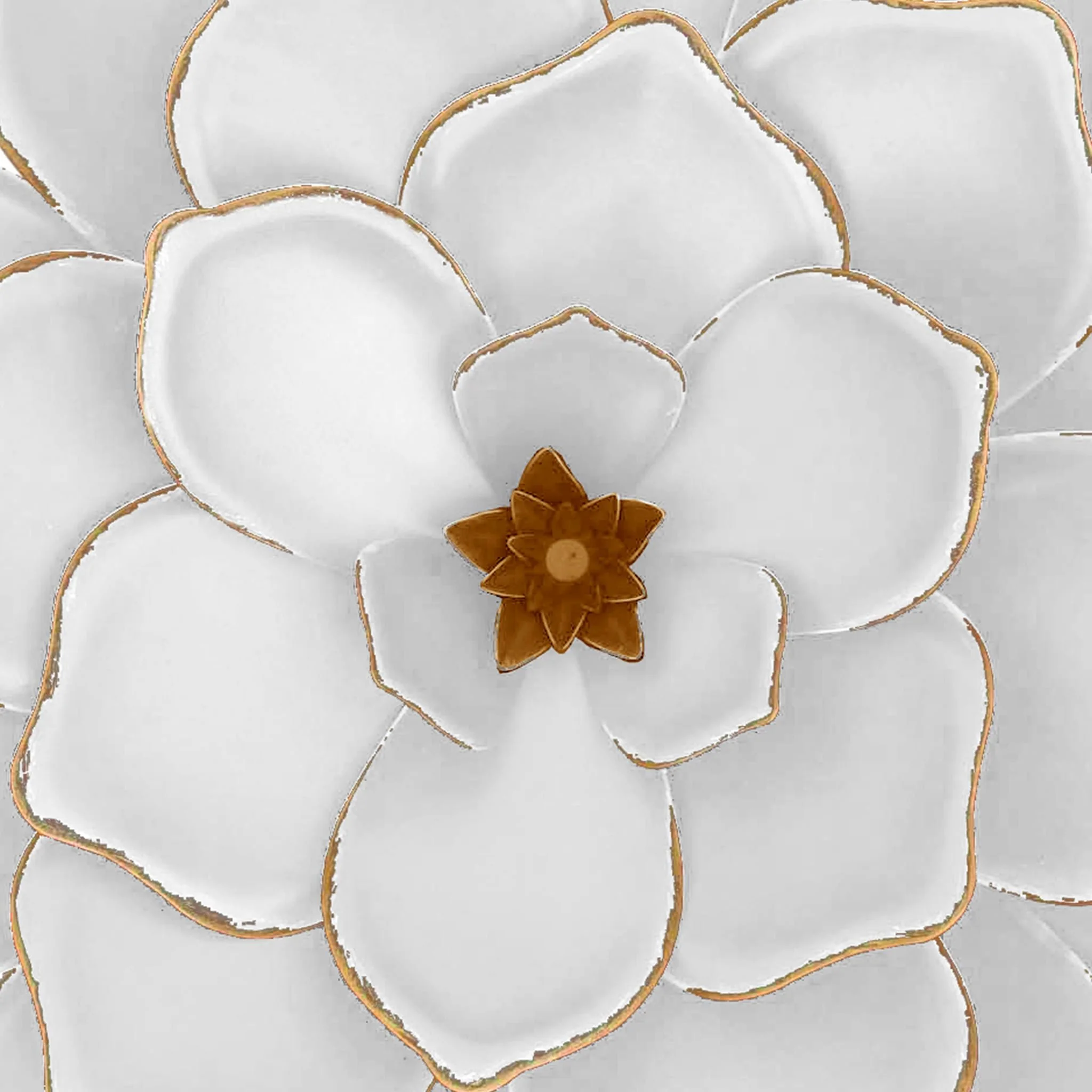 Metal 17"  Multi-layer Flower Wall Deco, White/gol - Image 5