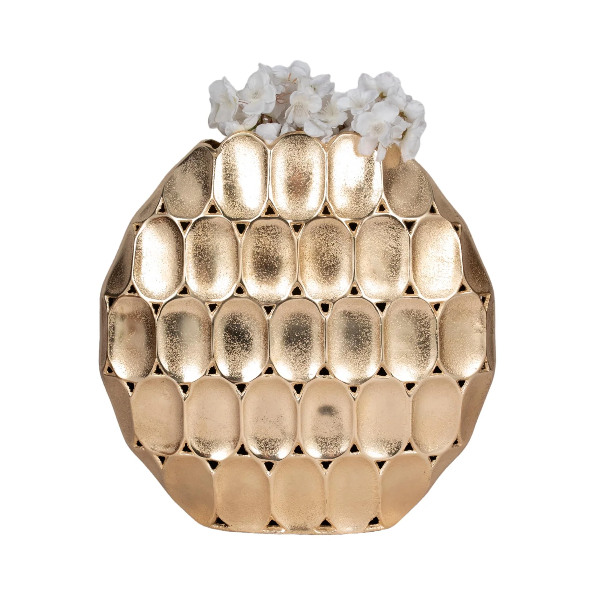 Metal, 17" Oval Vase, Champagne - Image 2