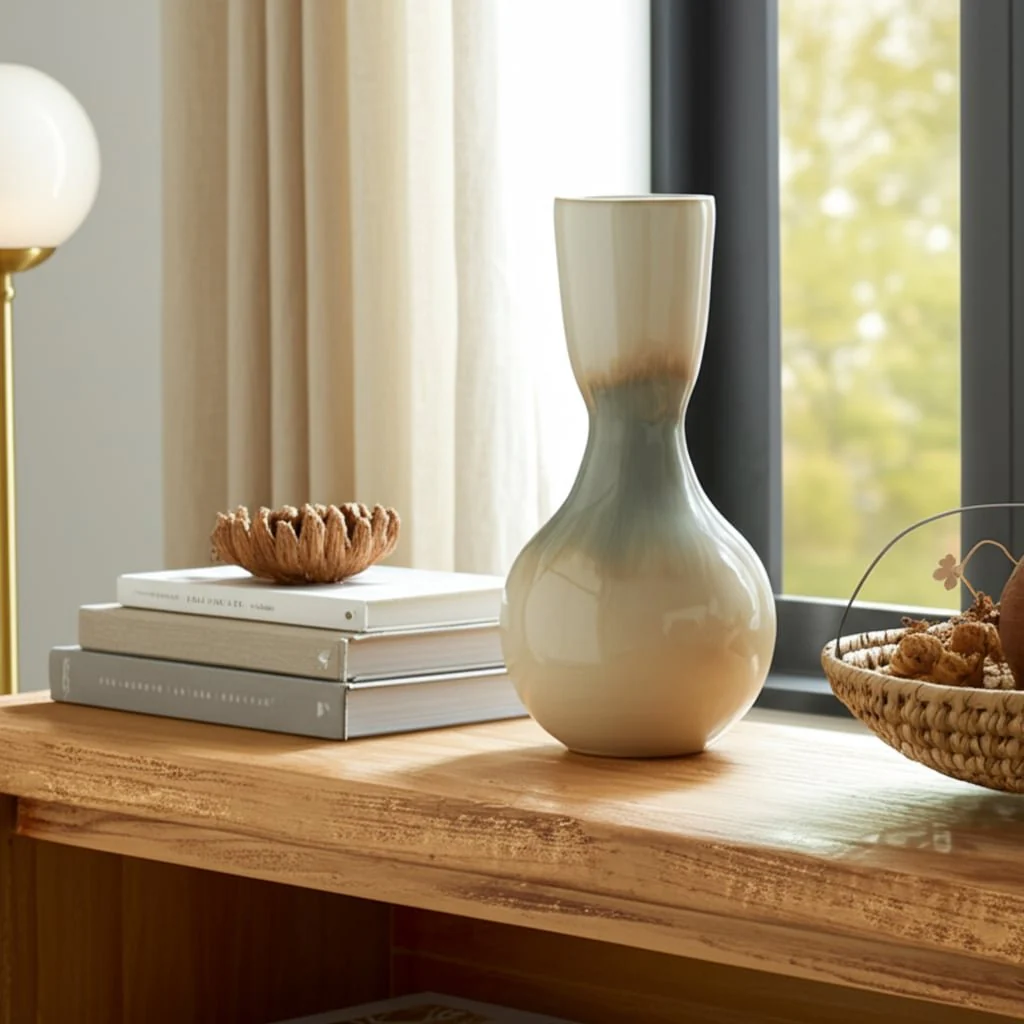 Metal, 18" Bulbous Vase, Pearl - Image 11