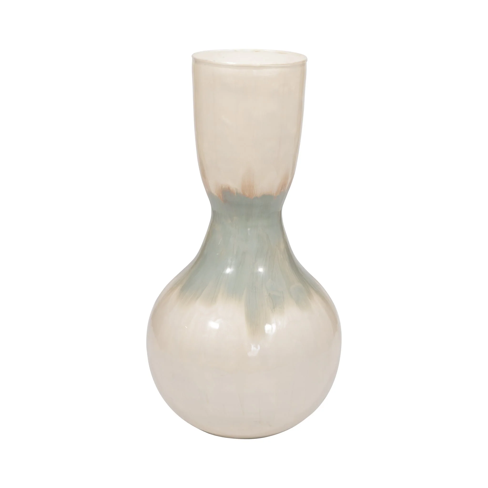 Metal, 18" Bulbous Vase, Pearl - Image 3