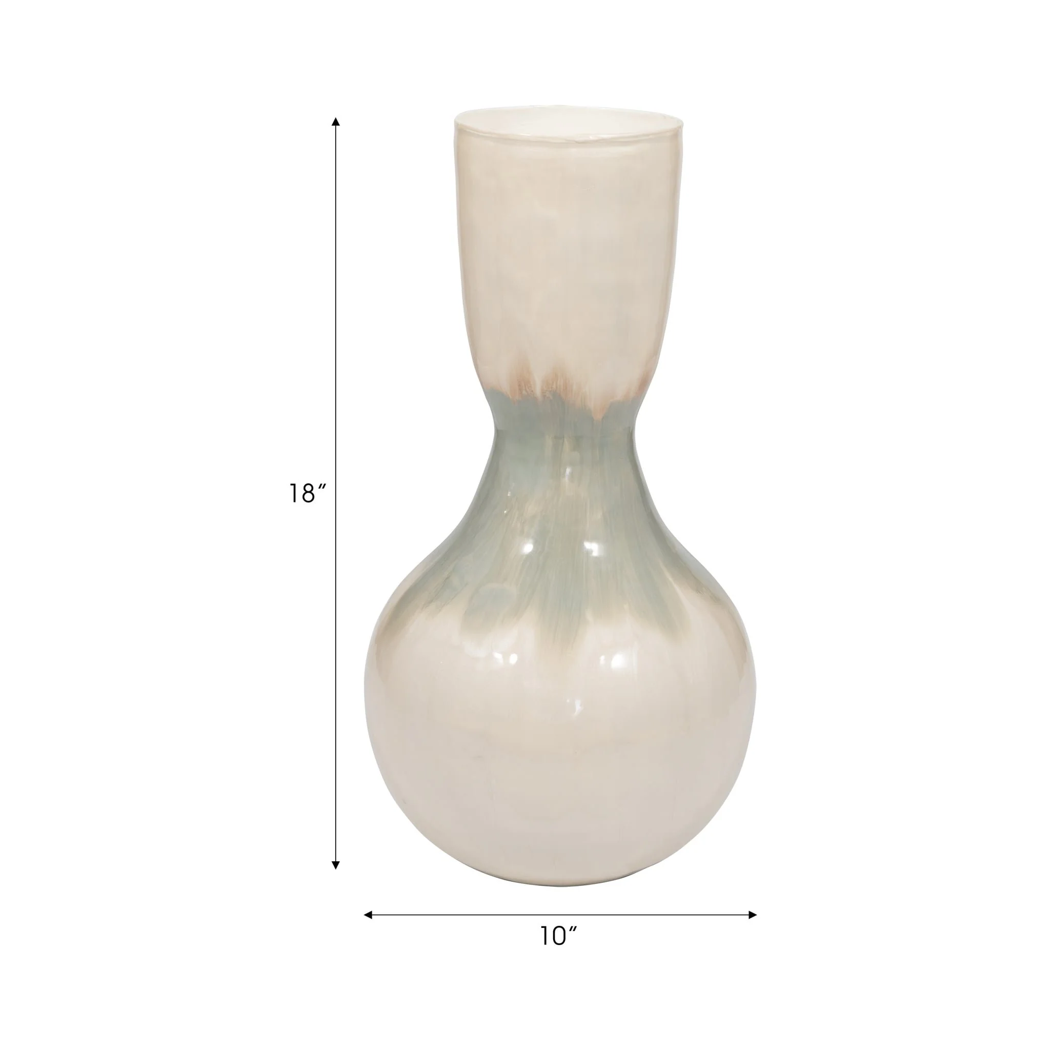 Metal, 18" Bulbous Vase, Pearl - Image 9