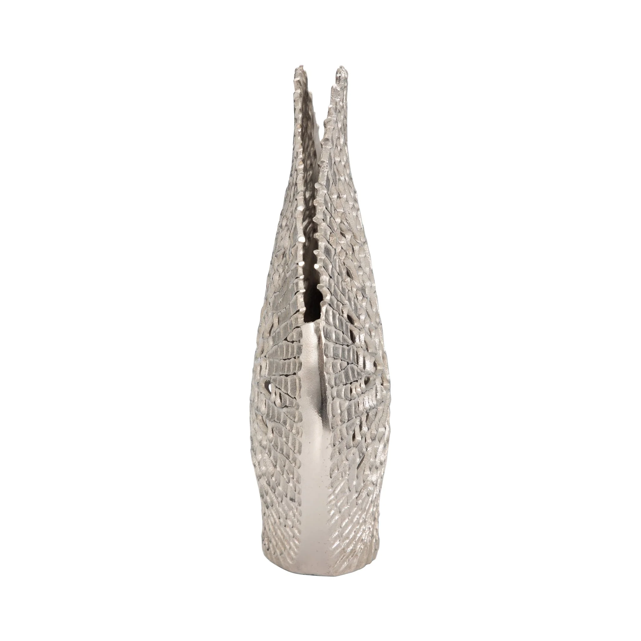 Metal, 18" Contemporary Vase, Silver - Image 4