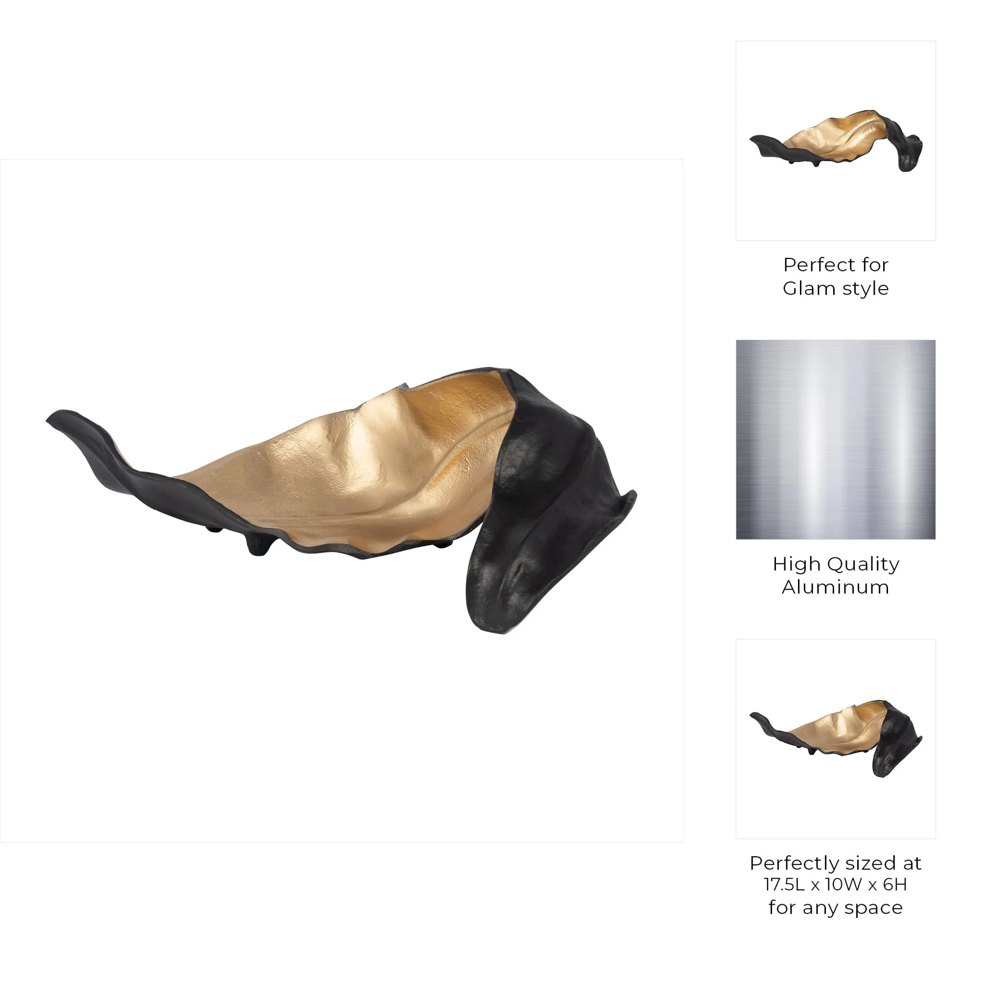 Metal 18" Curled Leaf, Black/gold - Image 9