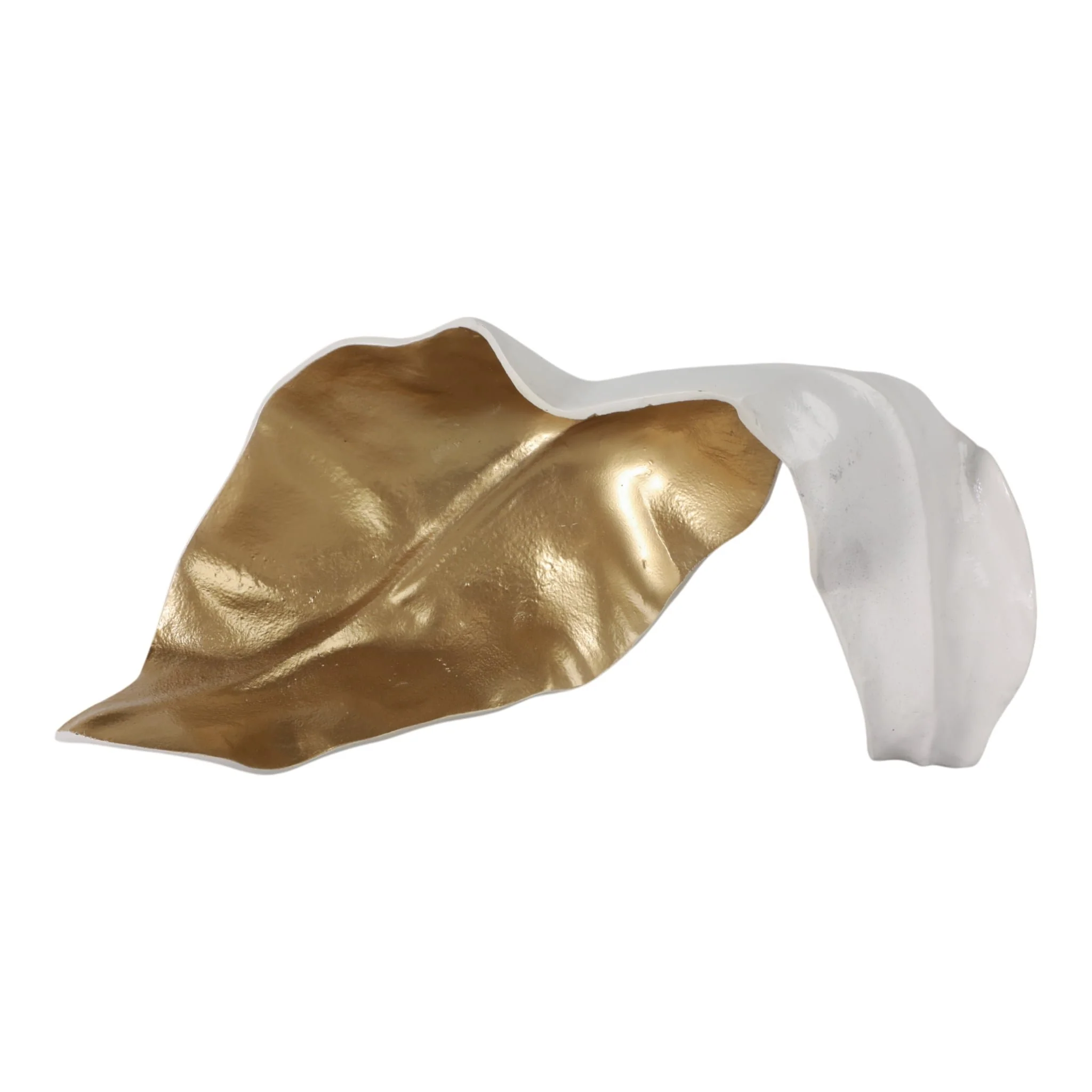 Metal 18" Curled Leaf, Ivory/gold - Image 6