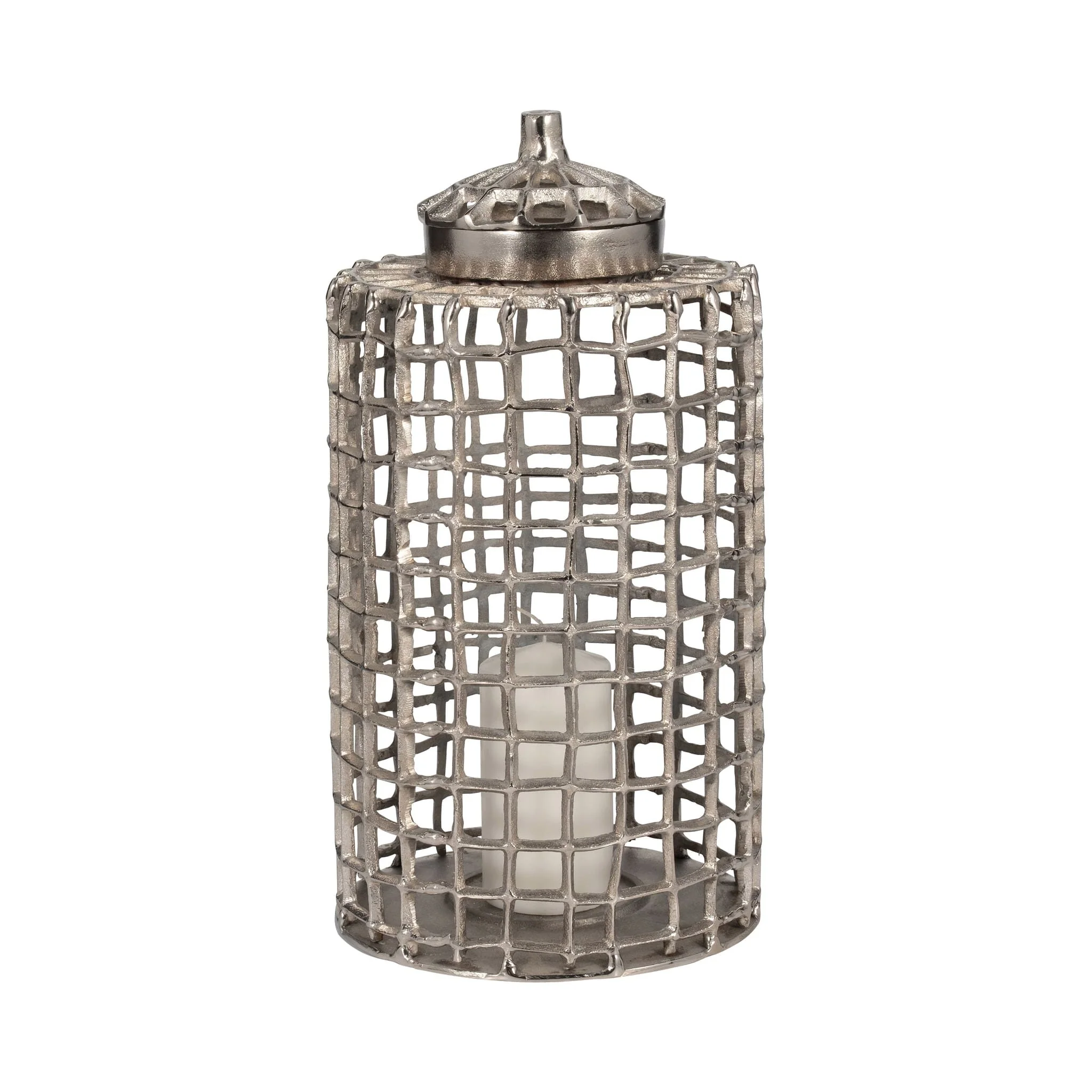 Metal, 18" Lidded Jar, Silver - Image 2