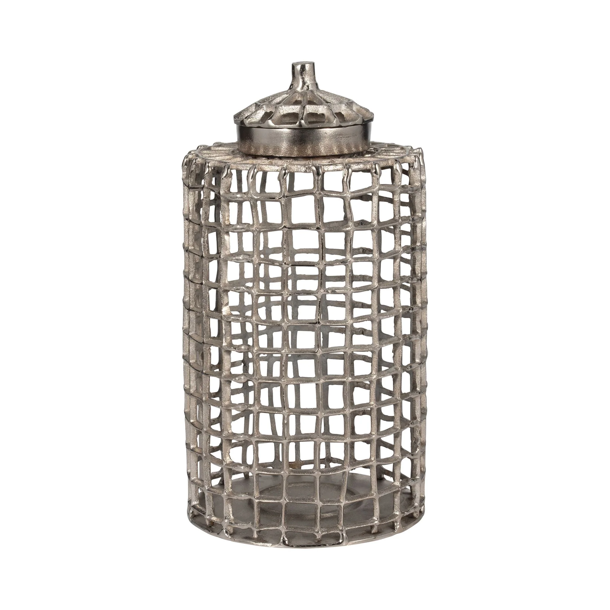 Metal, 18" Lidded Jar, Silver - Image 3