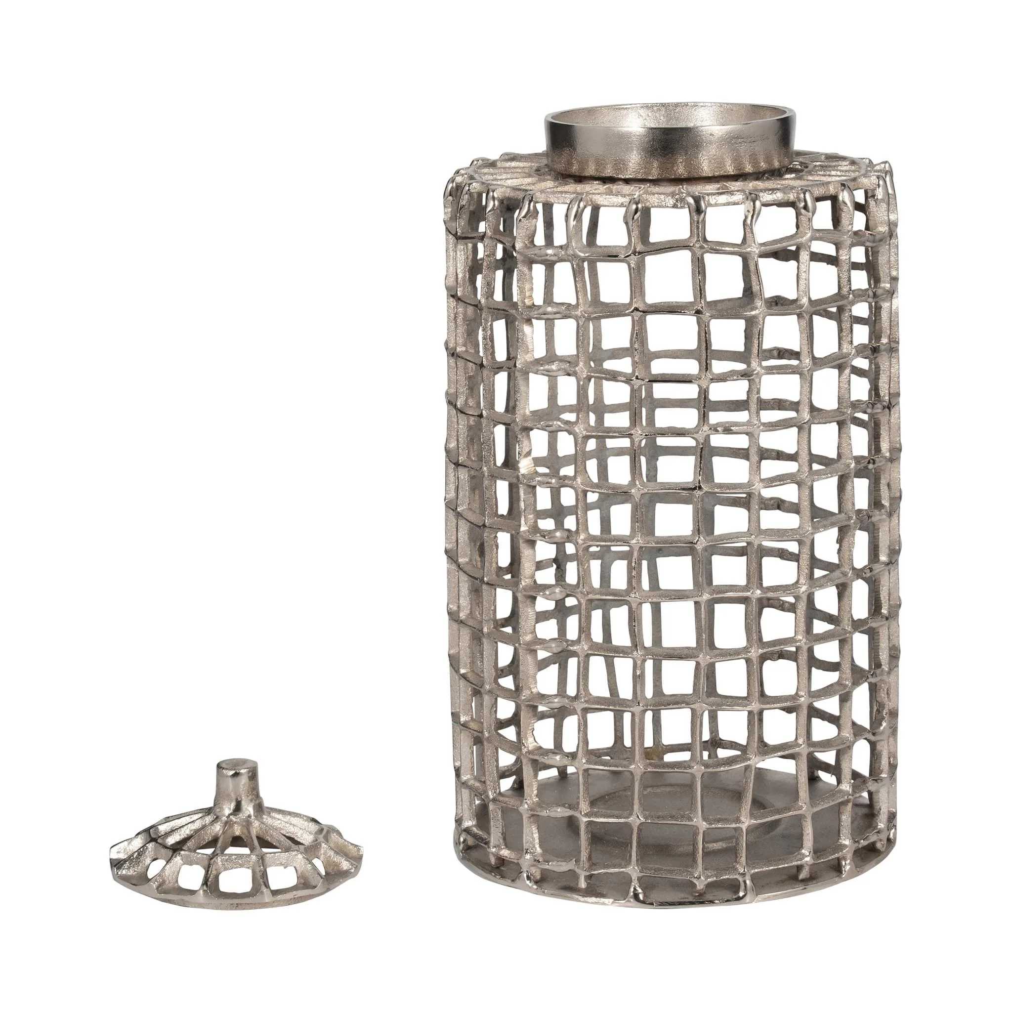 Metal, 18" Lidded Jar, Silver - Image 4