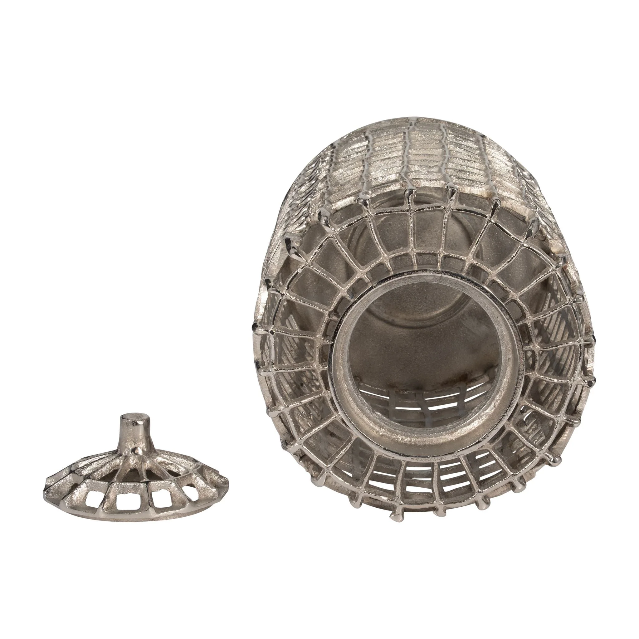 Metal, 18" Lidded Jar, Silver - Image 6