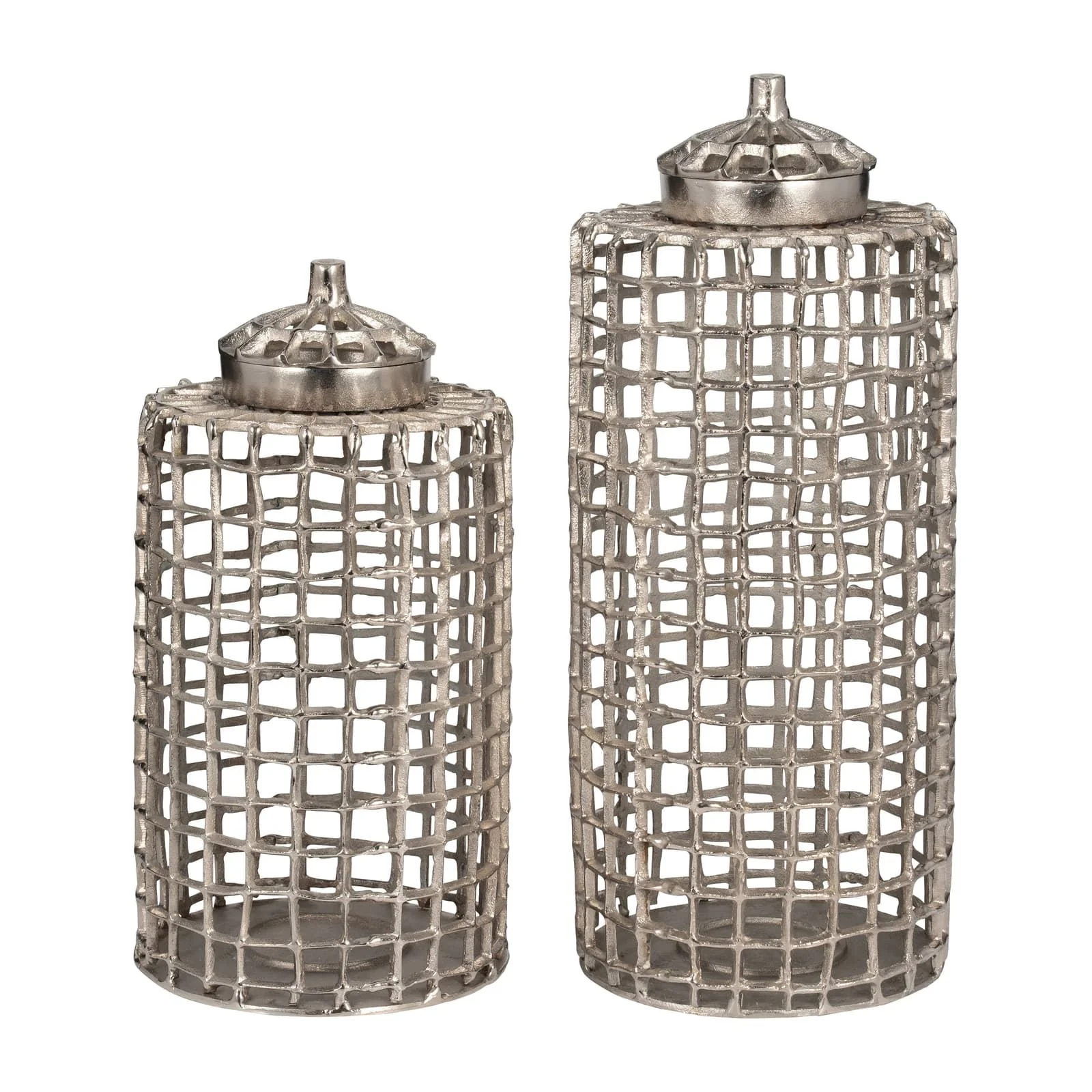 Metal, 18" Lidded Jar, Silver - Image 8