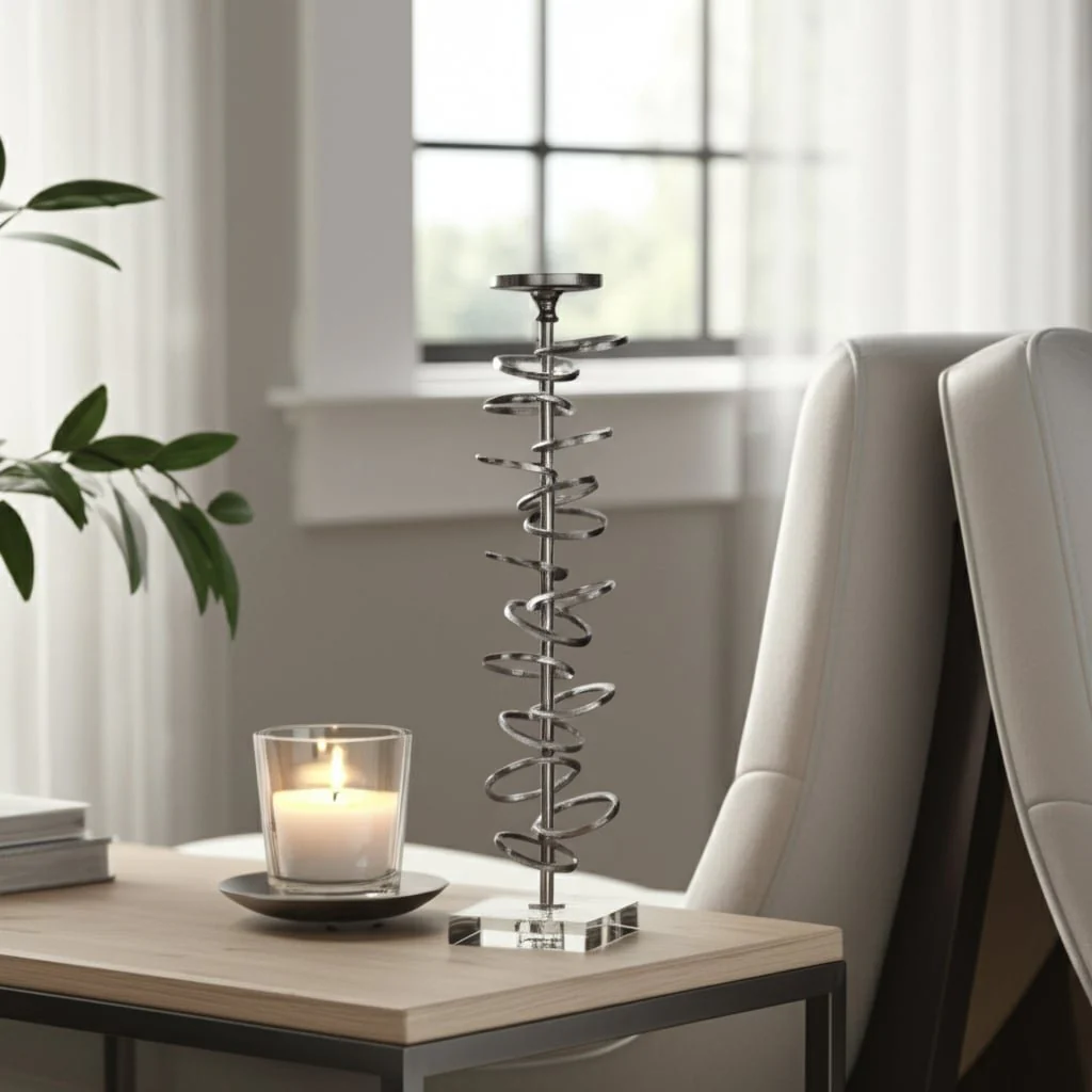 Metal, 18" Ring Toss On Acrylic Candleholder, Gunm - Image 11