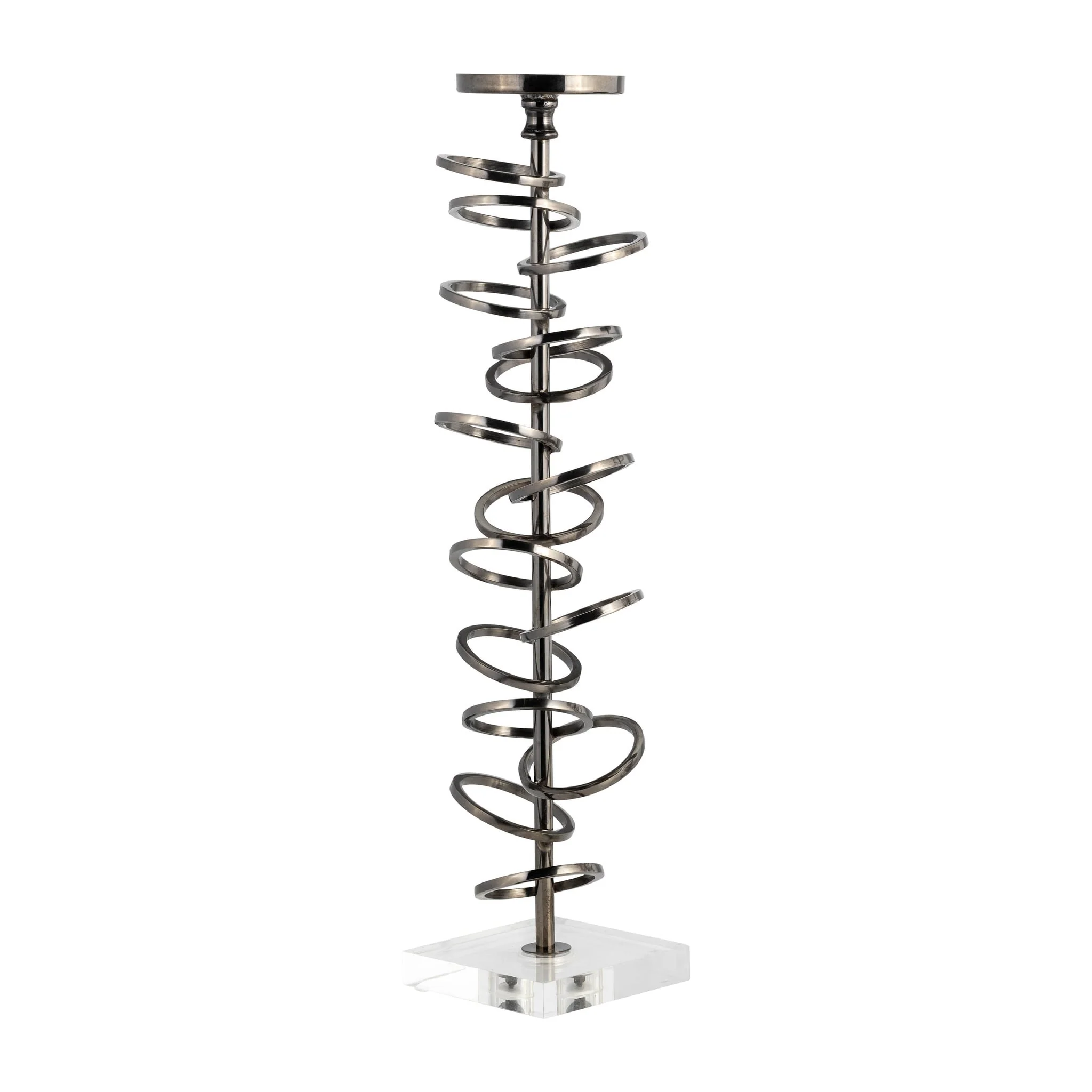 Metal, 18" Ring Toss On Acrylic Candleholder, Gunm - Image 2