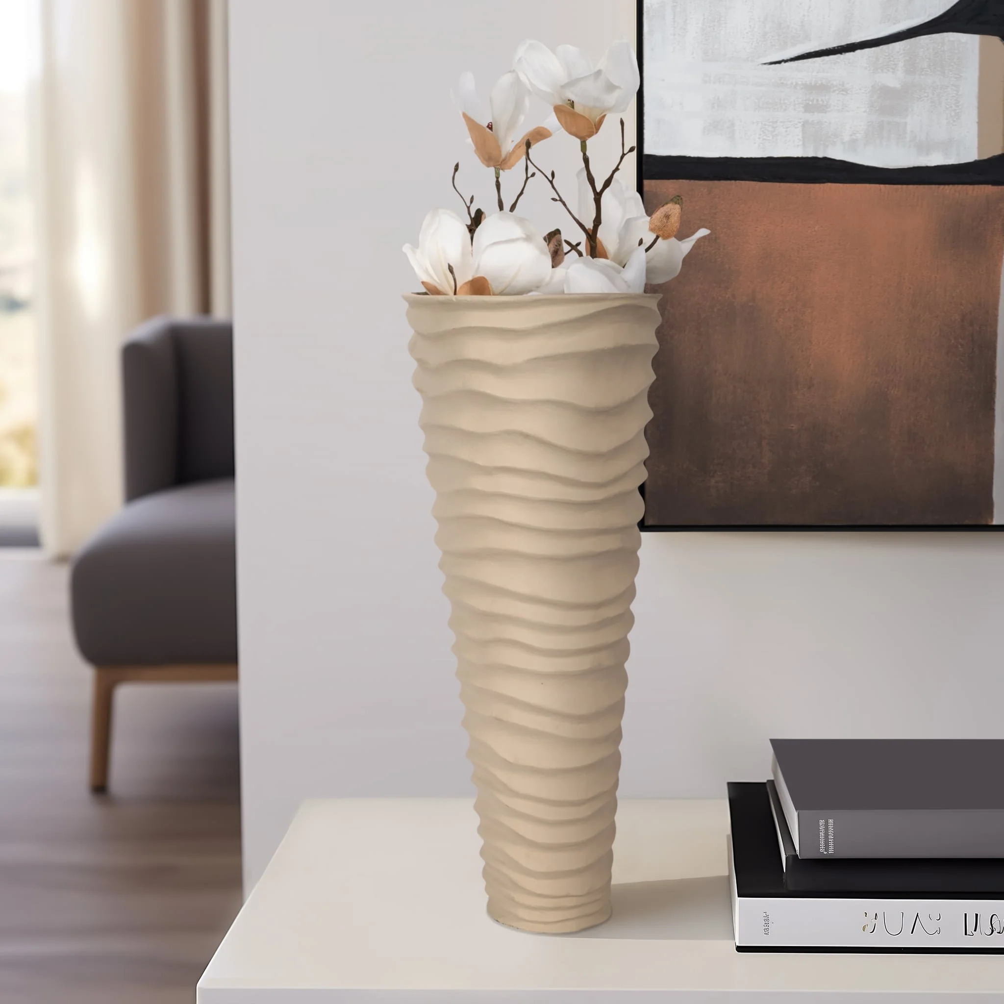 Metal 18", Rugged Vase, Ivory/nickel - Image 10