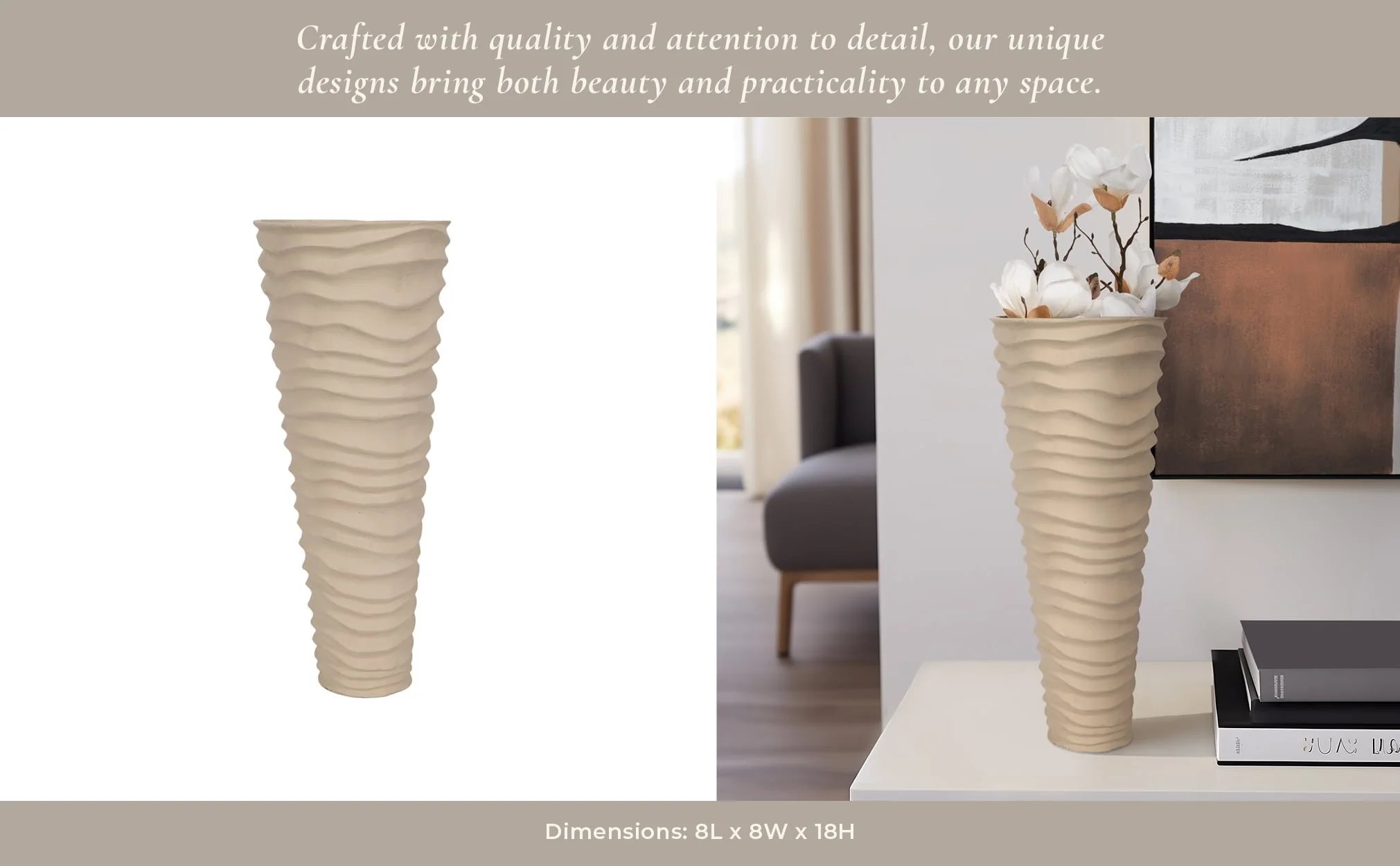 Metal 18", Rugged Vase, Ivory/nickel - Image 11