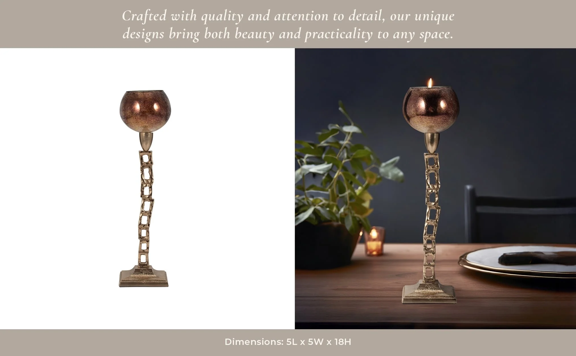 Metal, 18" Tealight Holder W/ Base, Gold - Image 11