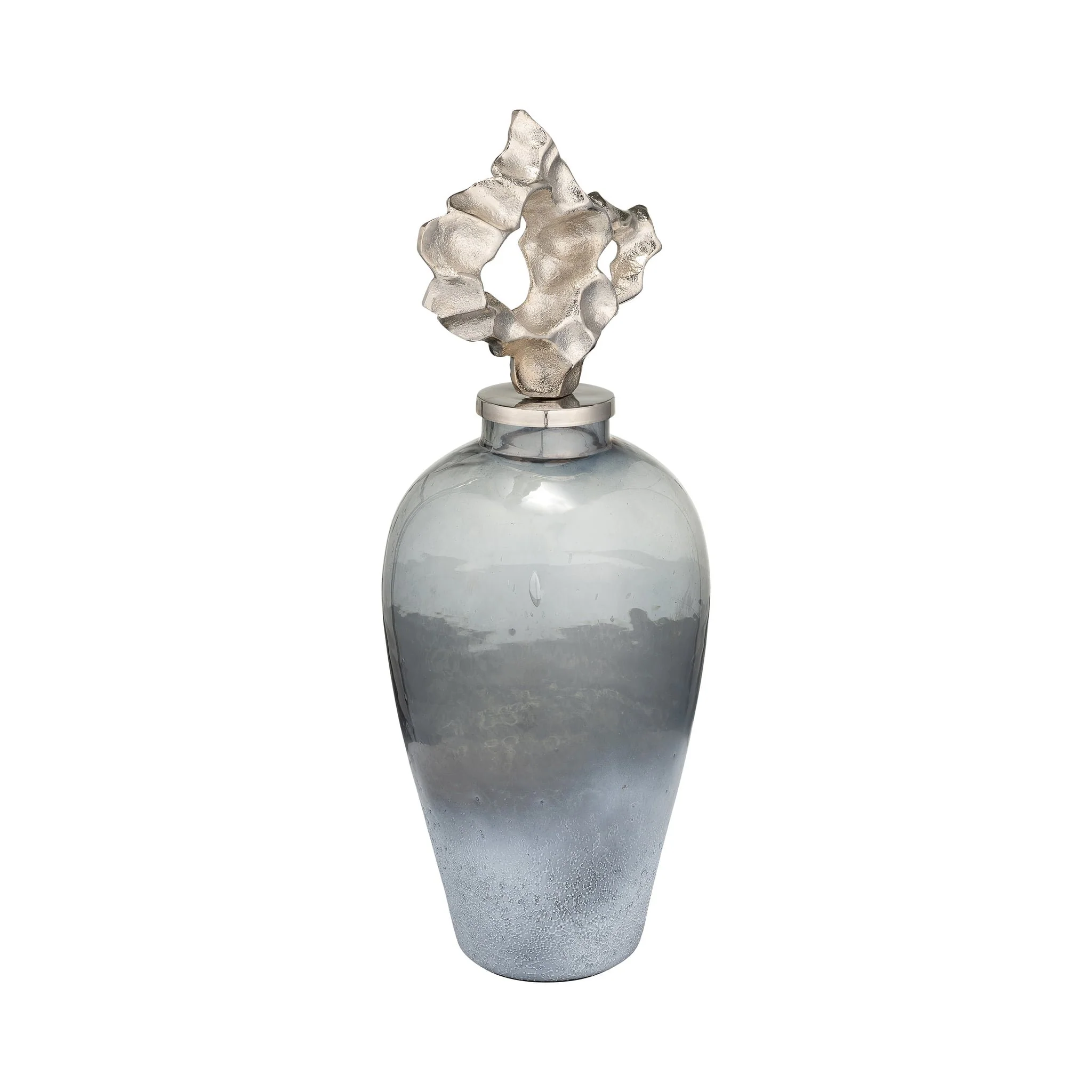 Metal, 18" Vase W/ Textured Lid, Gray/silver - Image 2