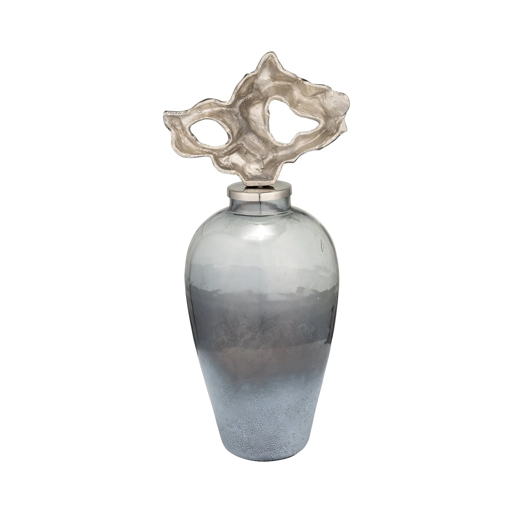 Metal, 18" Vase W/ Textured Lid, Gray/silver - Image 4