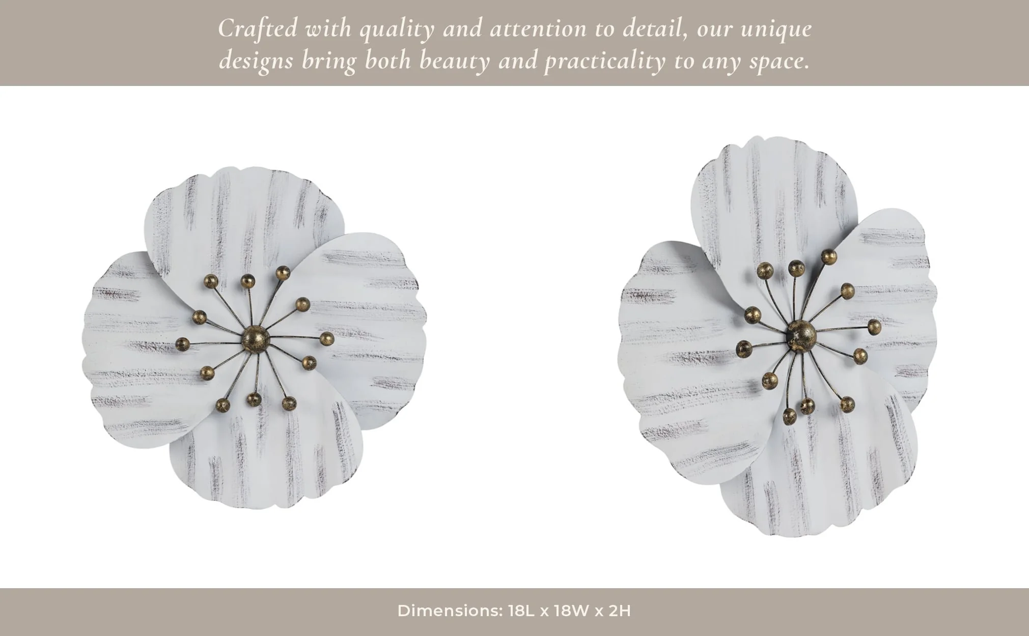 Metal 18" Wall Flower, White,wb - Image 11