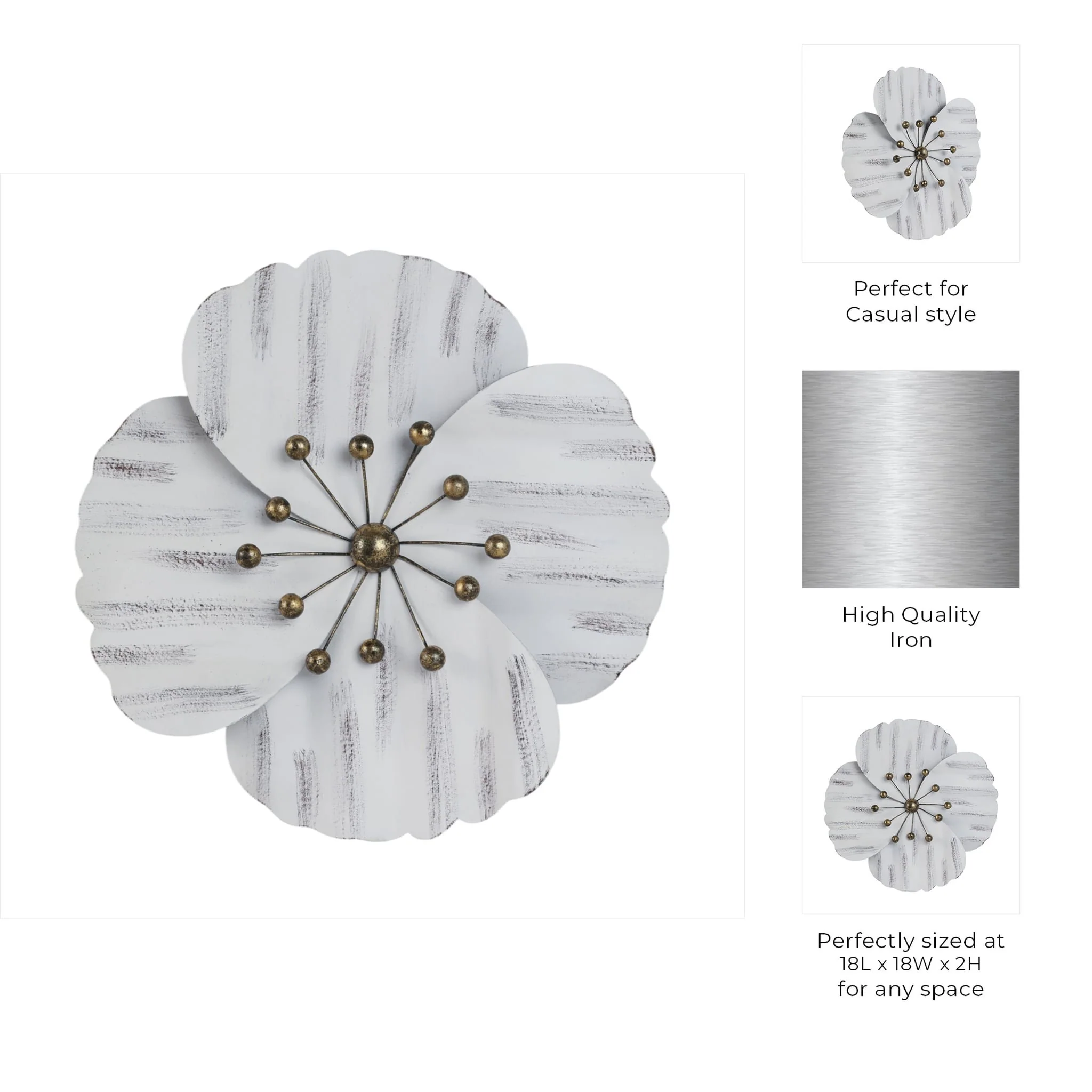Metal 18" Wall Flower, White,wb - Image 8