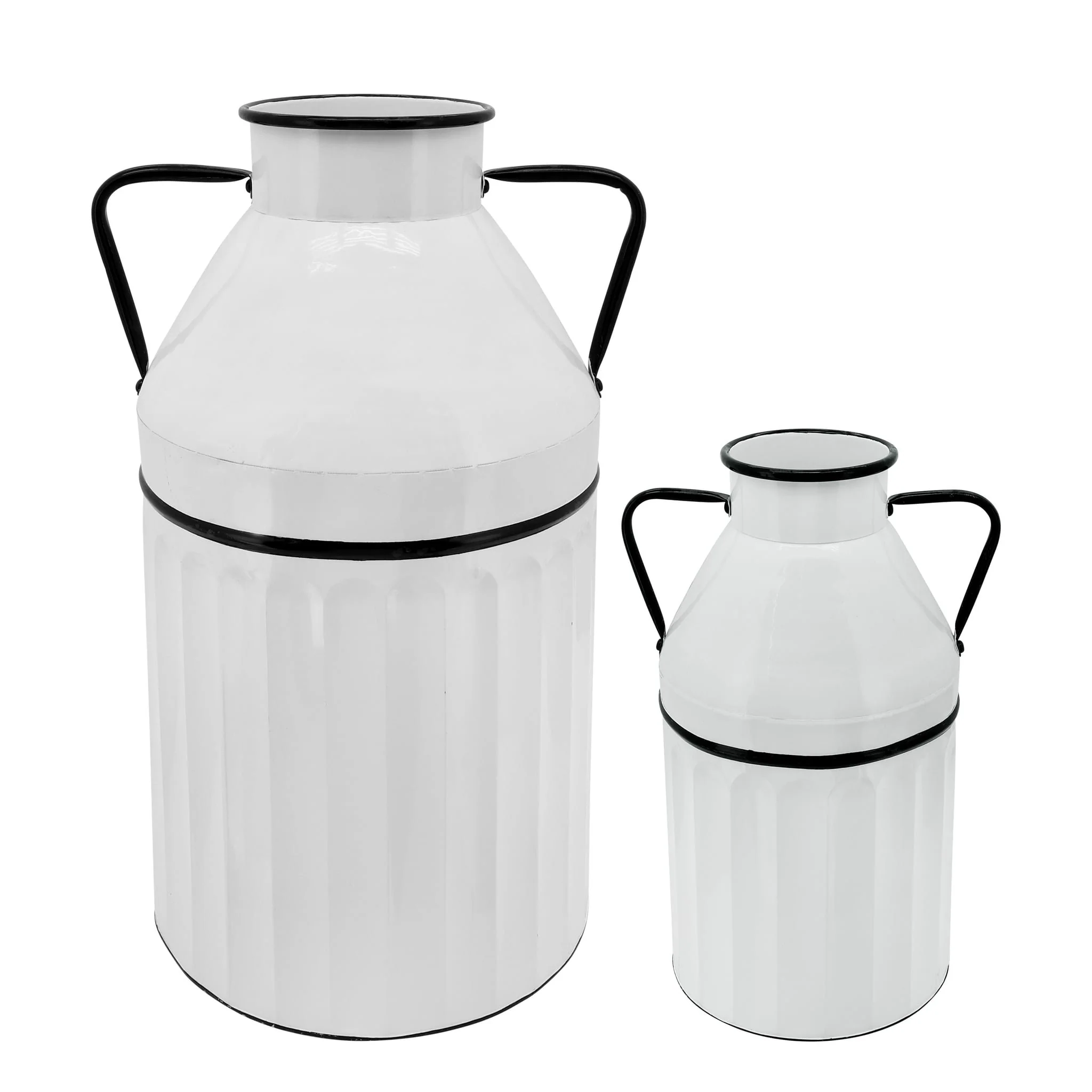 Metal 18"h Milk Bucket, White - Image 3