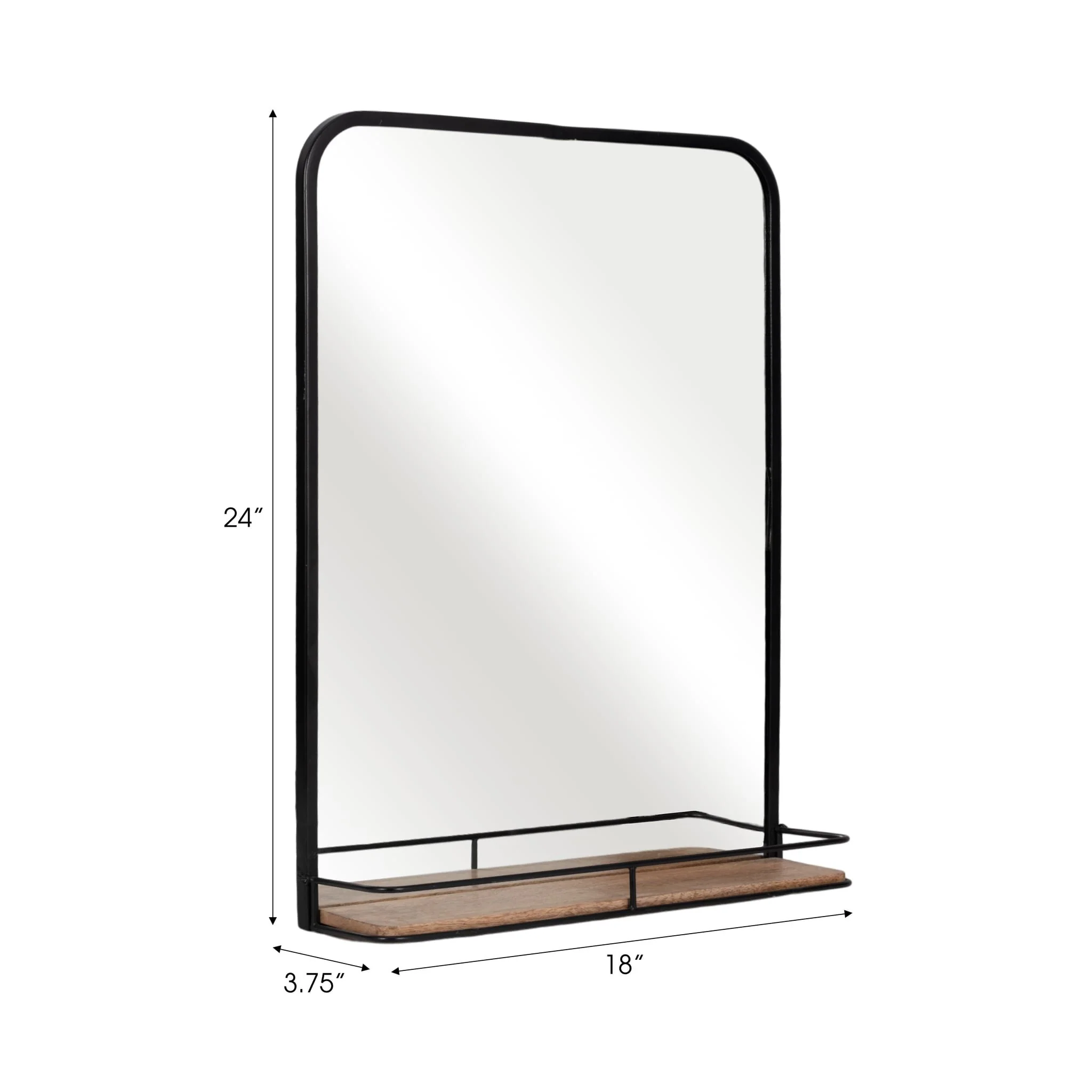 Metal, 18x24  Mirror W/ Folding Shelf, Black/brown - Image 6