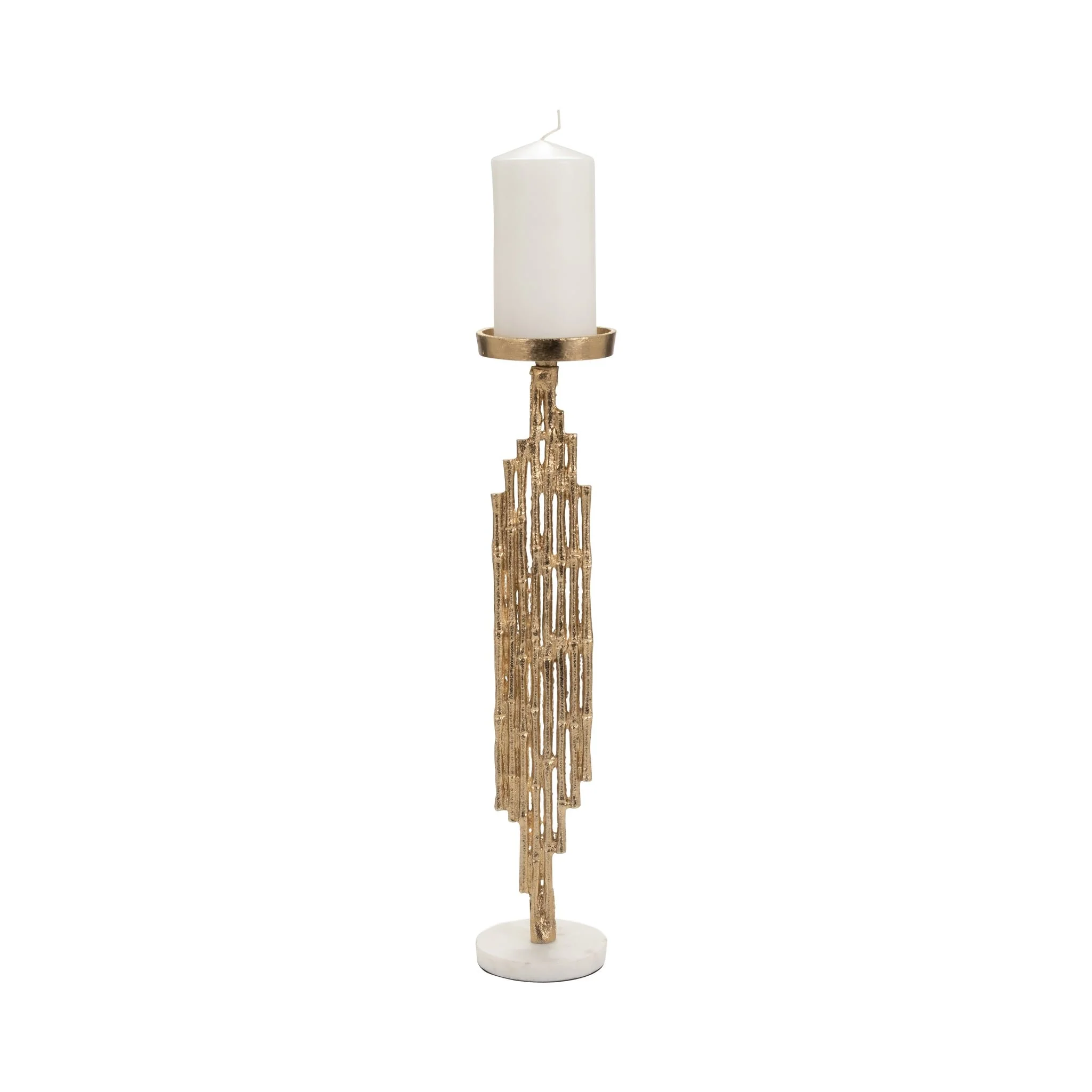 Metal, 19" Contemporary Candle Holder, Gold - Image 2