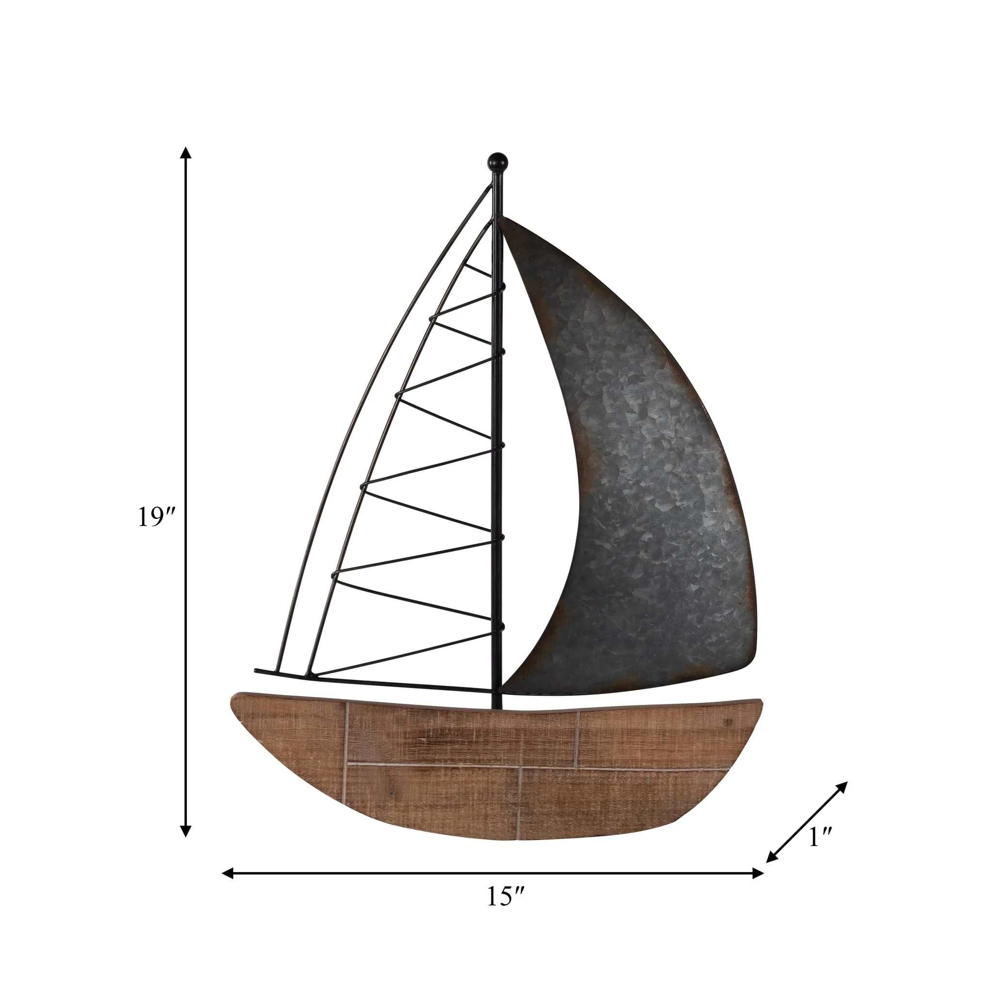 Metal, 19"h Boat Wall Deco, Brown - Image 8