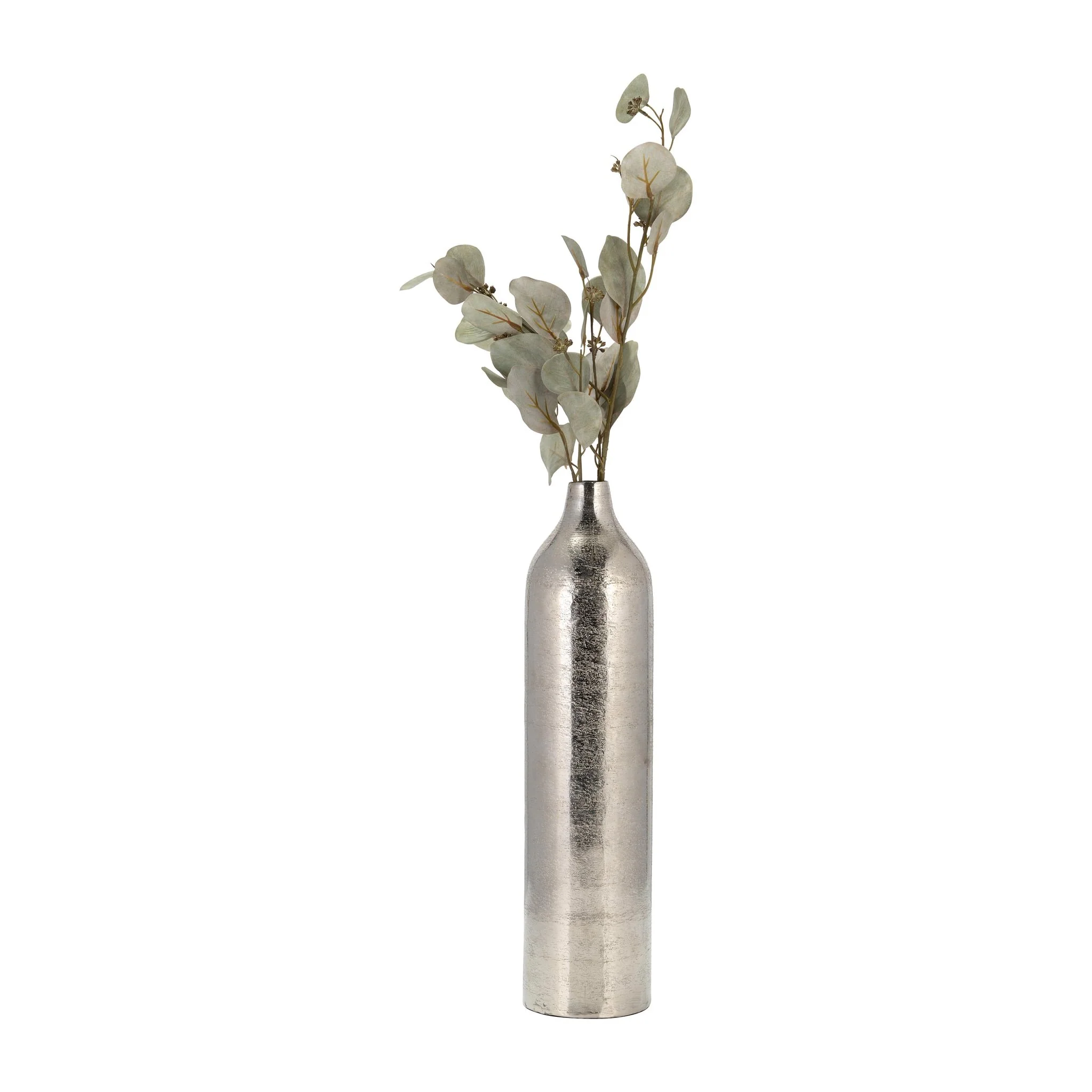 Metal, 19"h Cylinder Vase, Silver - Image 2