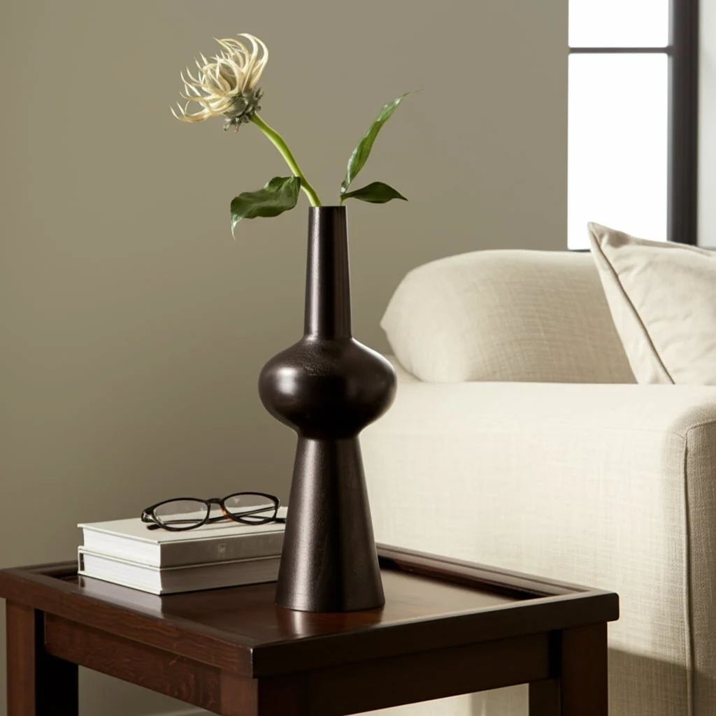 Metal, 19"h Vintage Vase, Bronze - Image 12