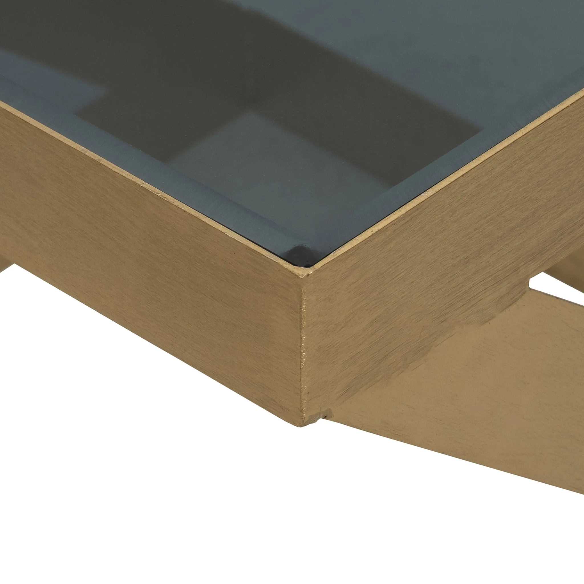Metal, 20" Contemporary Side Table, Gold/black Gla - Image 5