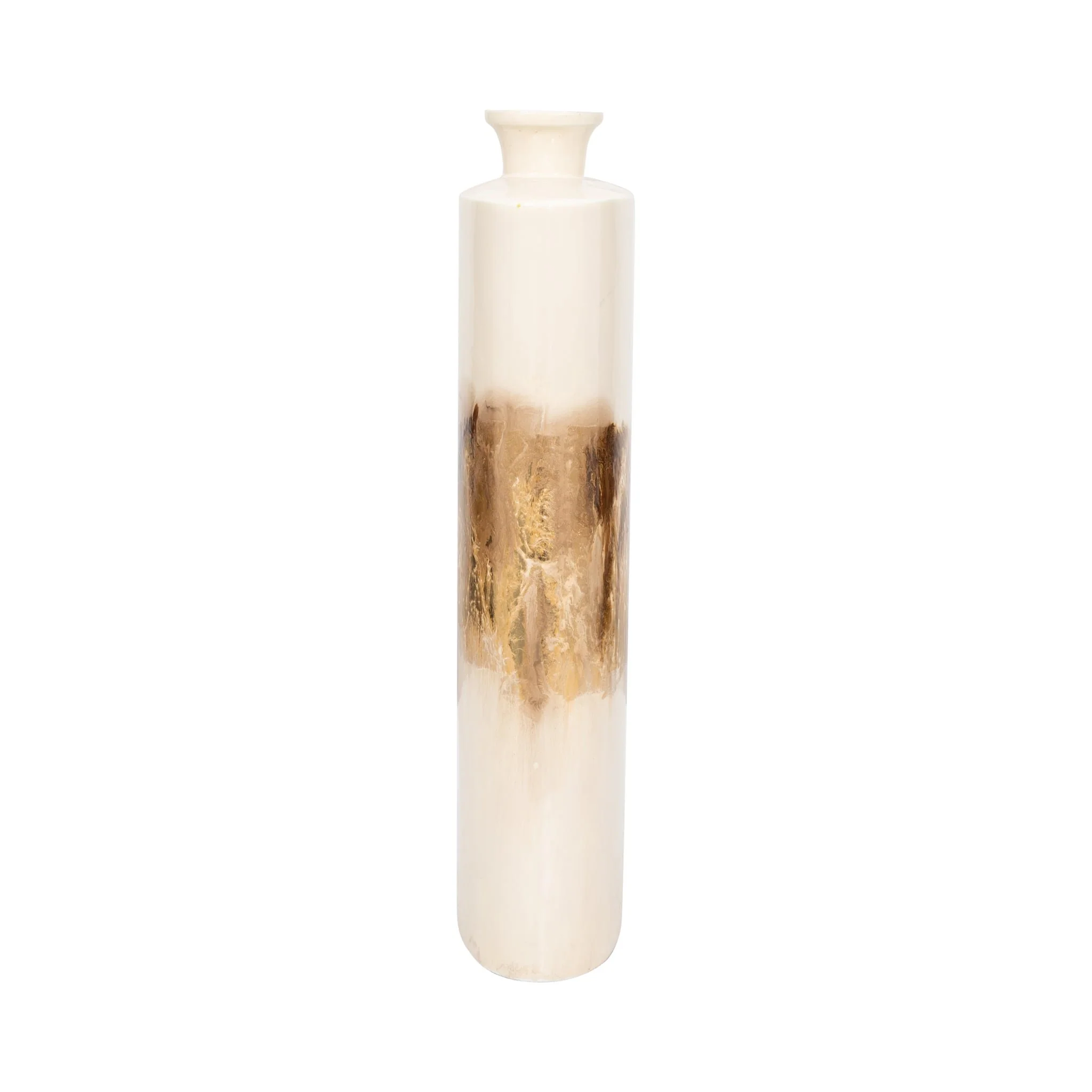 Metal, 20" Flask Vase, Pearl/gold - Image 4