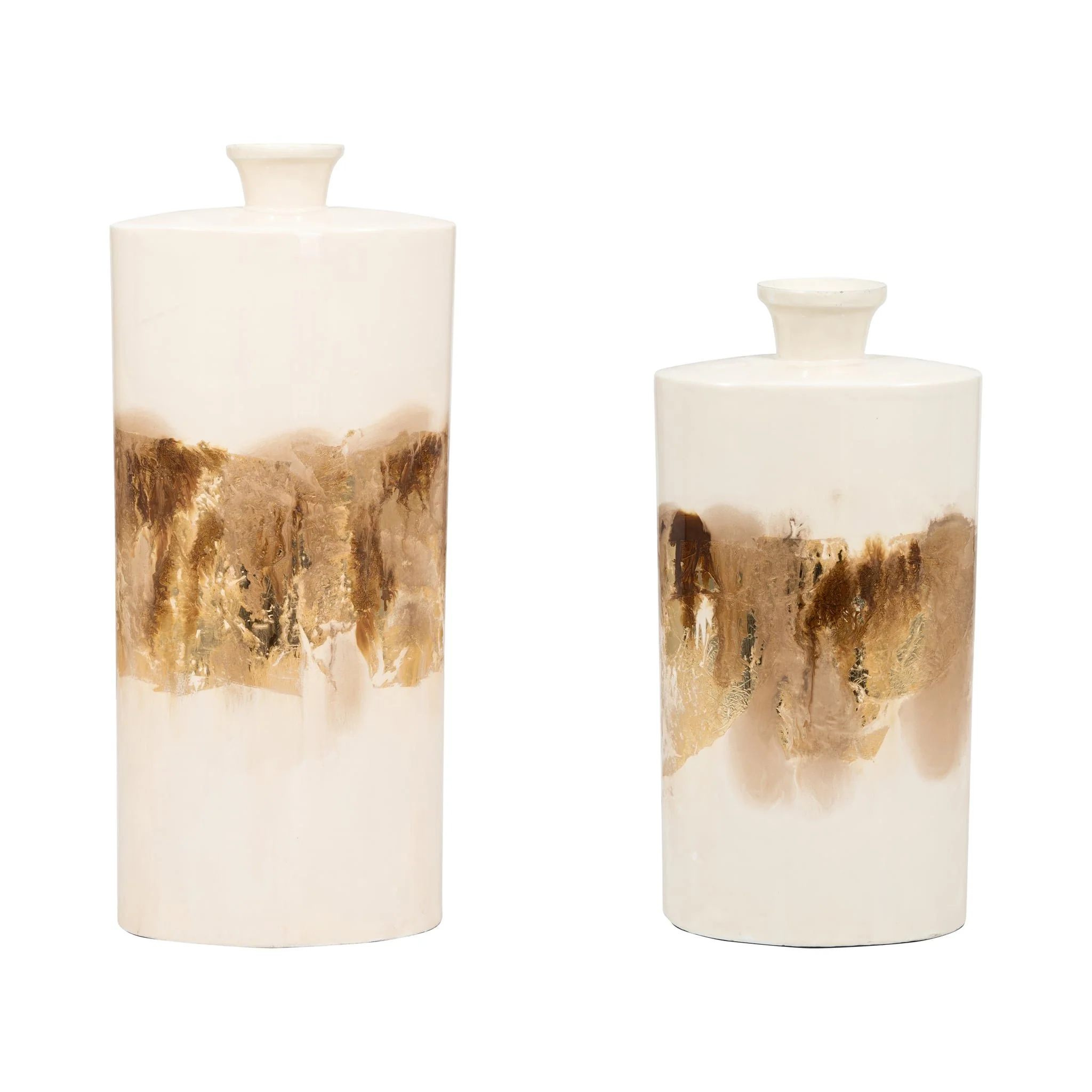 Metal, 20" Flask Vase, Pearl/gold - Image 8