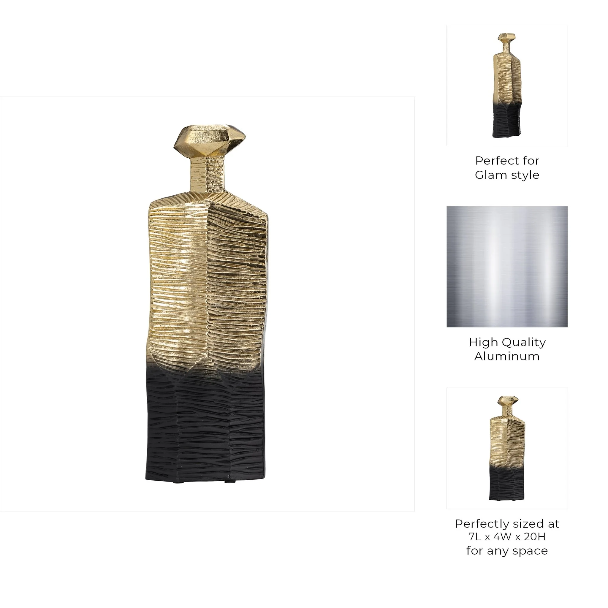 Metal,20",rigged Vase,gold/black - Image 10