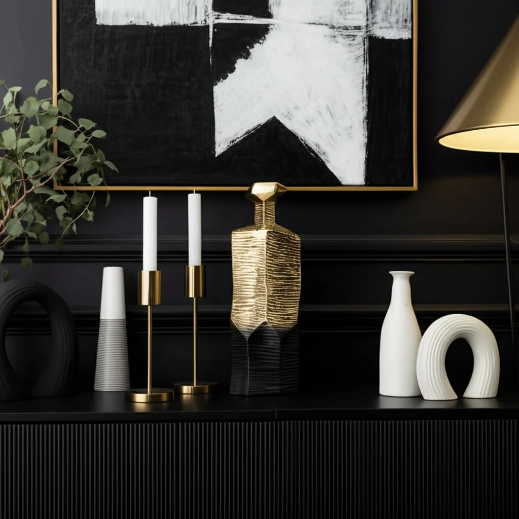 Metal,20",rigged Vase,gold/black - Image 12