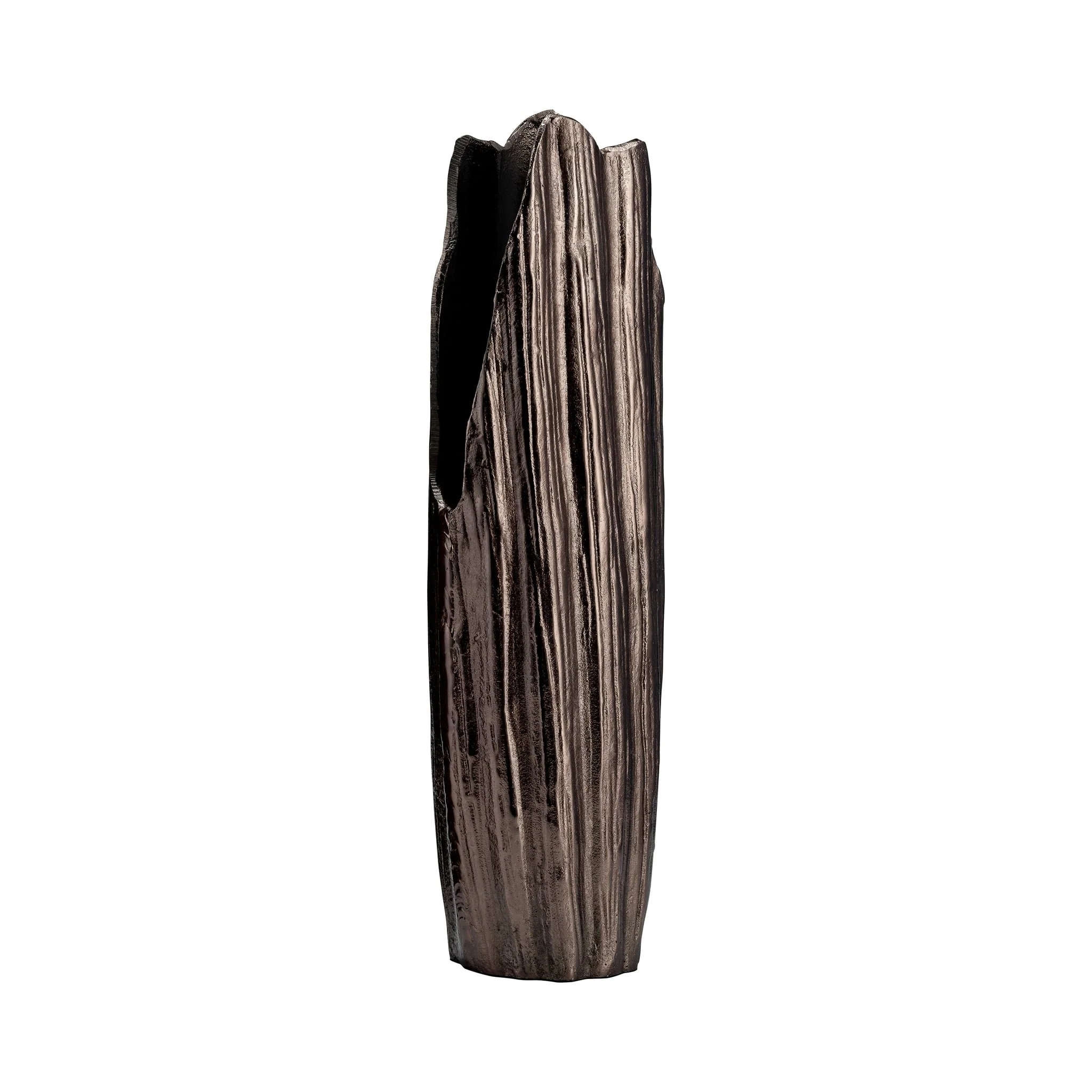 Metal, 20"h, Abstract Ridged Vase, Blk Nickel - Image 2