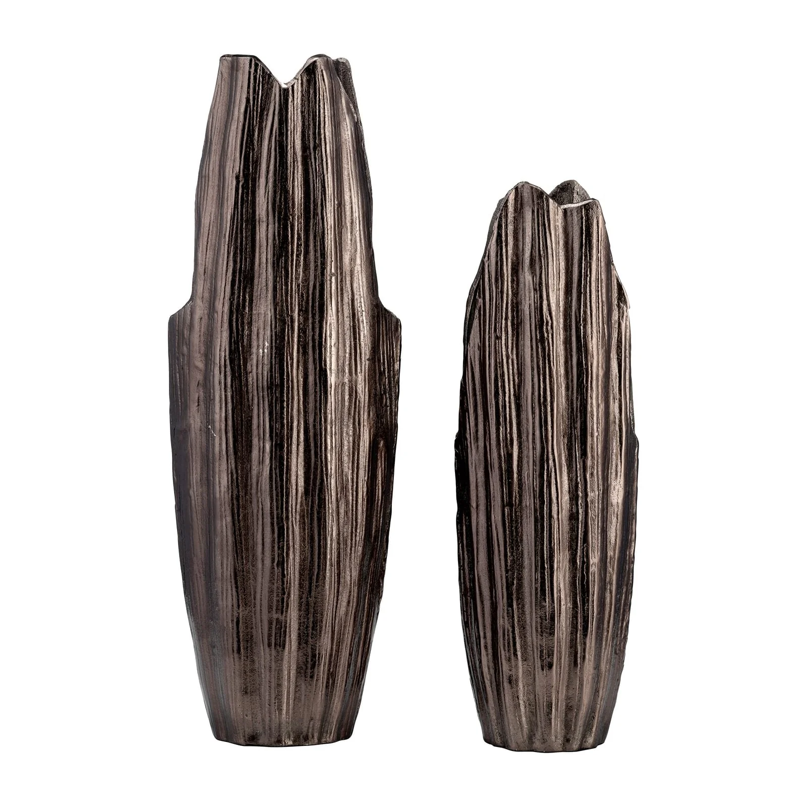 Metal, 20"h, Abstract Ridged Vase, Blk Nickel - Image 8