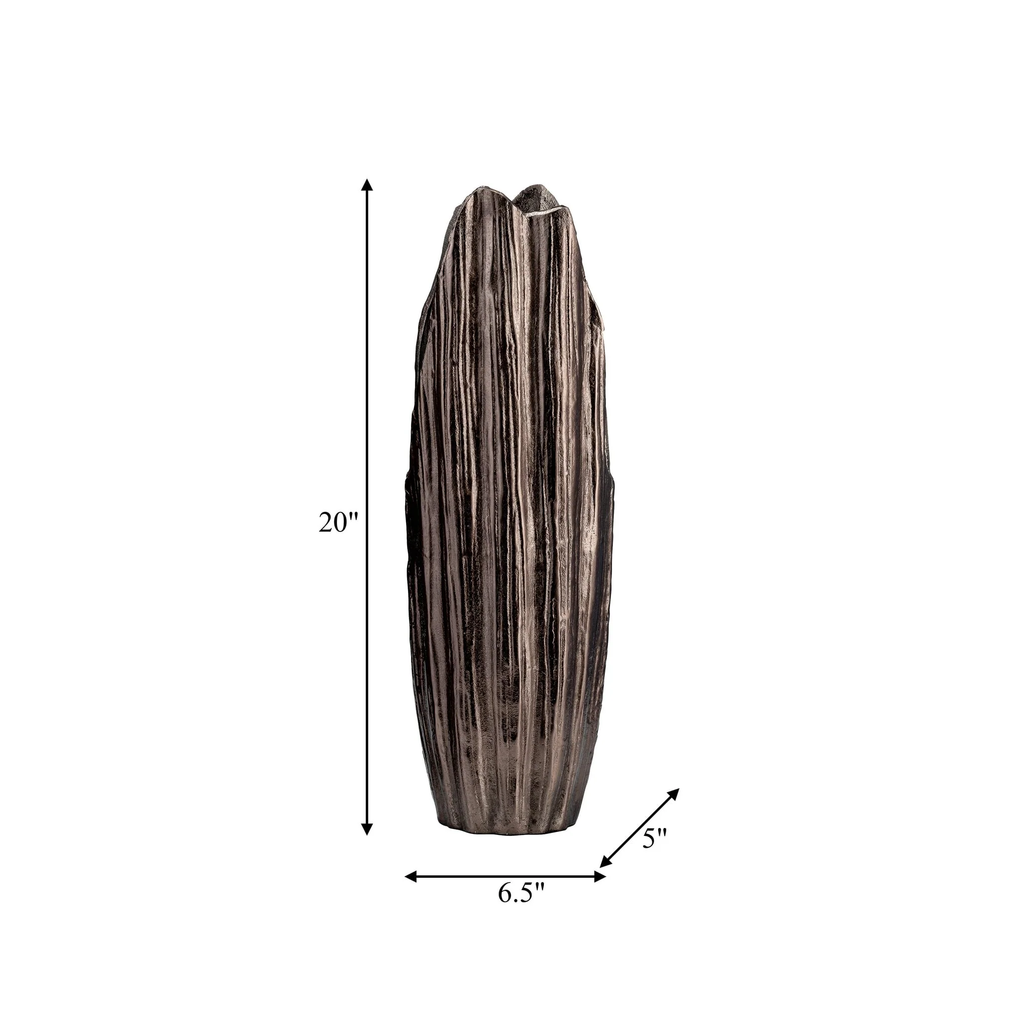 Metal, 20"h, Abstract Ridged Vase, Blk Nickel - Image 9