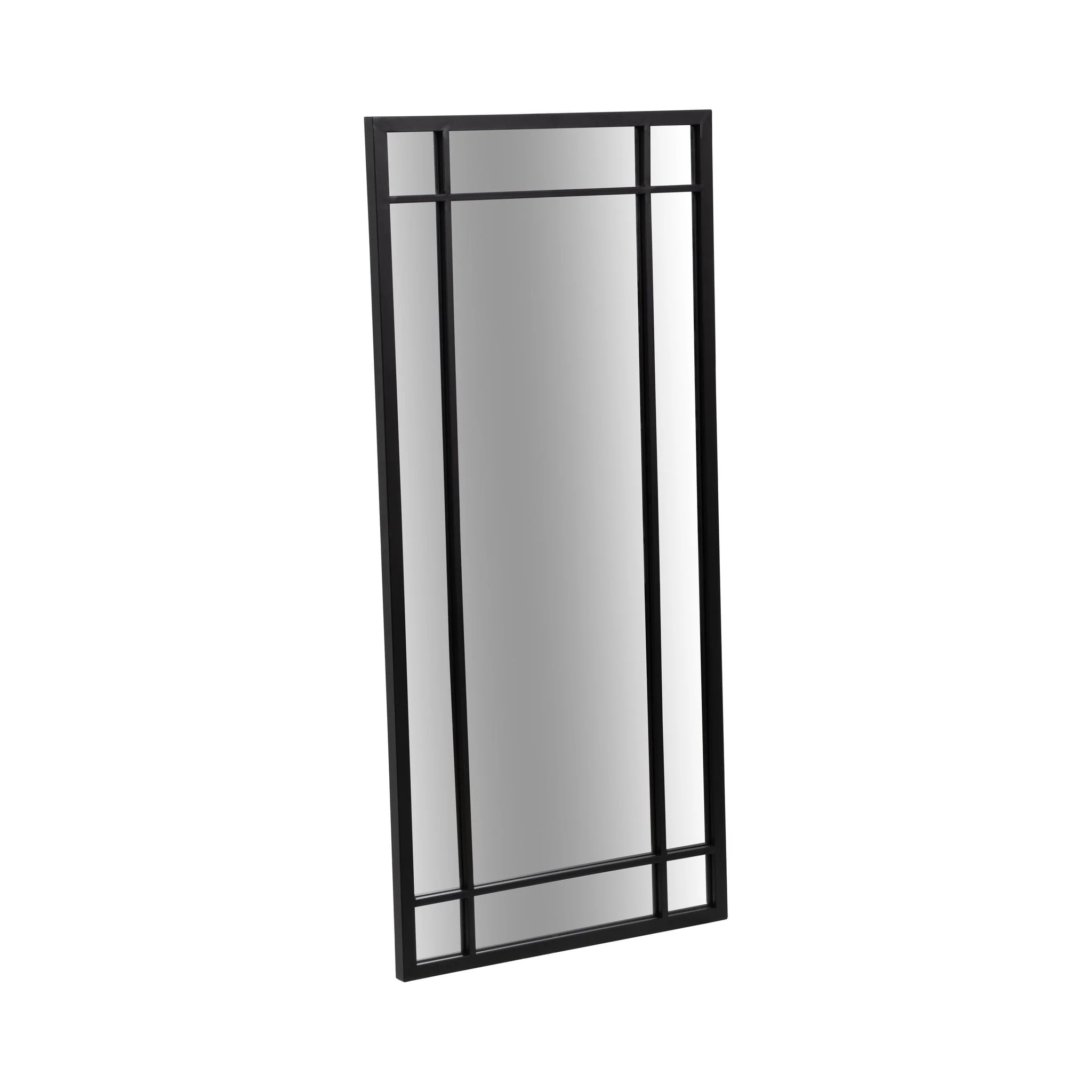 Metal, 20x43 Windowpane Mirror, Black - Image 3