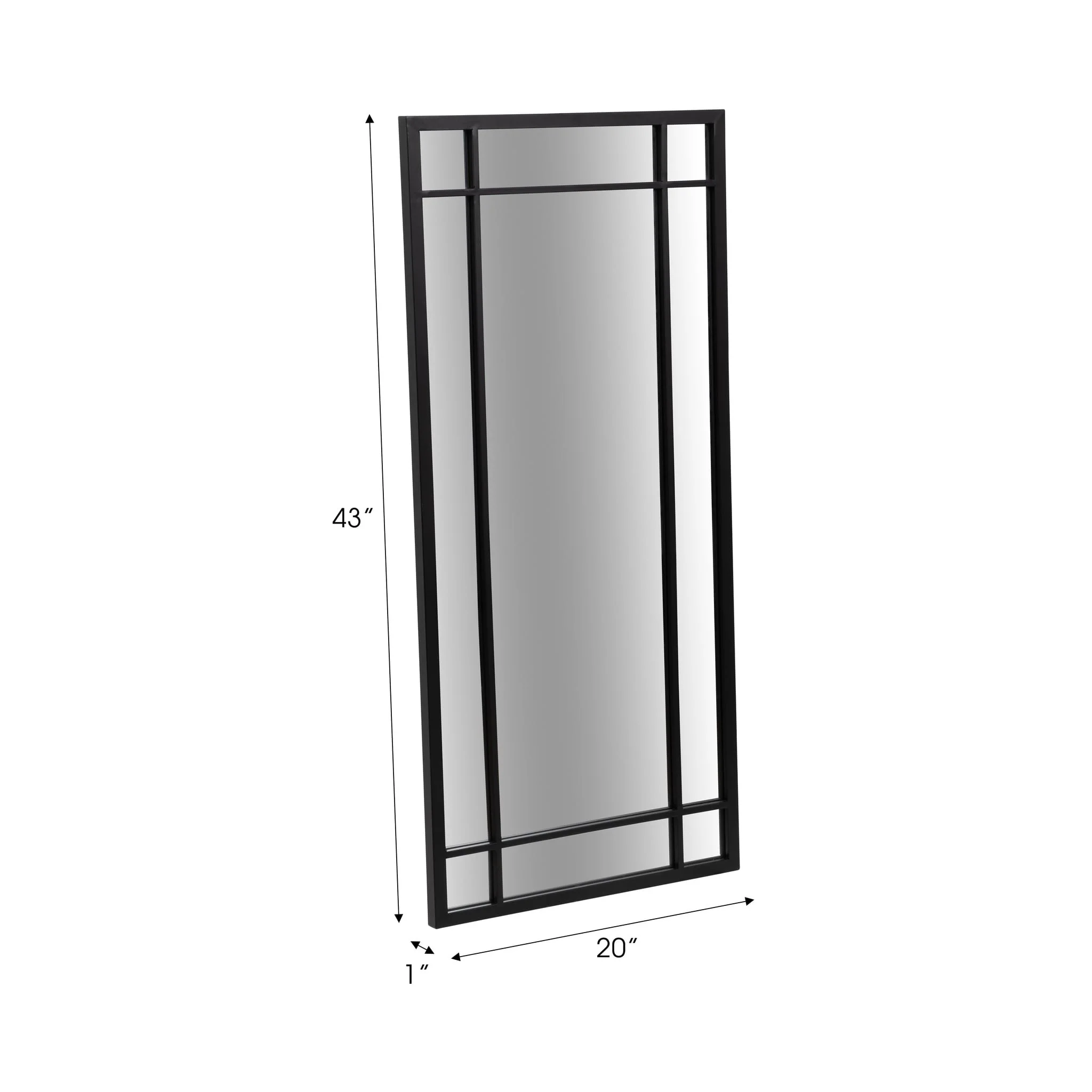 Metal, 20x43 Windowpane Mirror, Black - Image 7