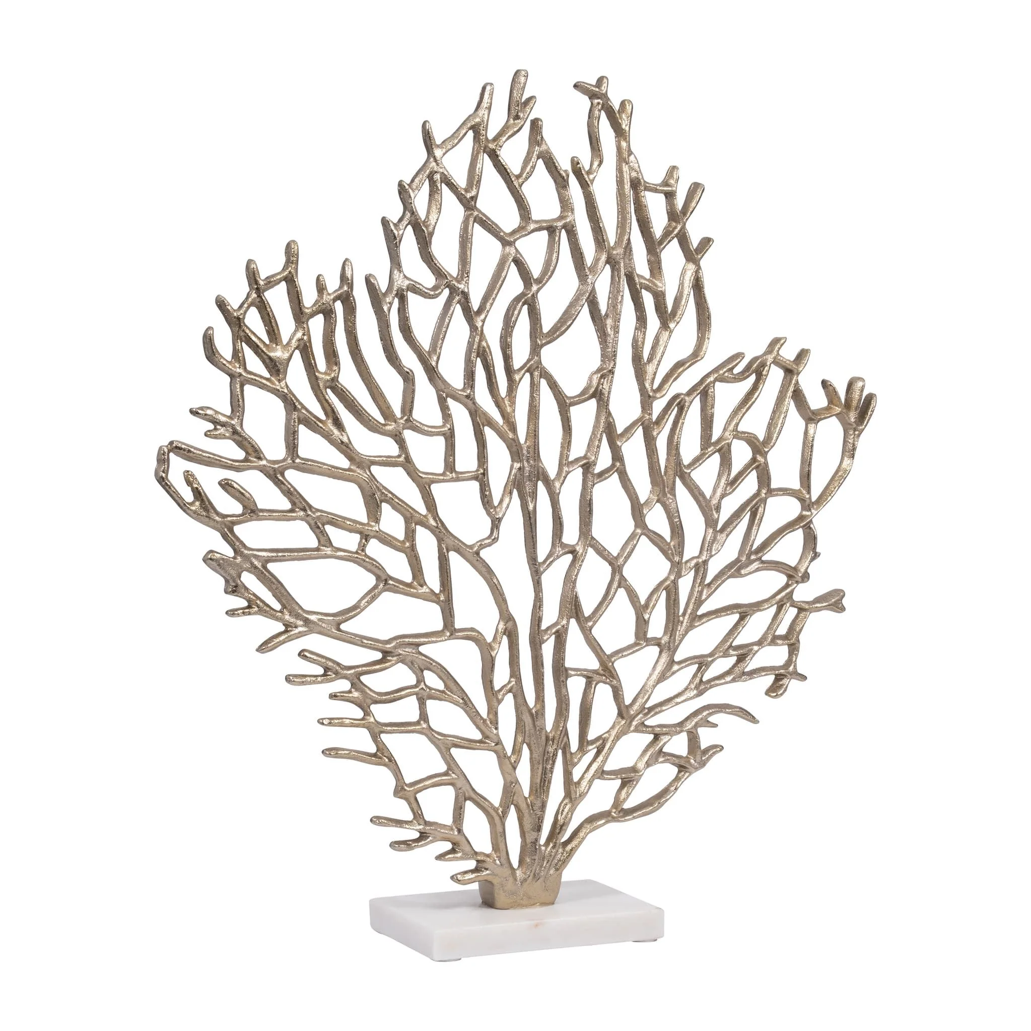 Metal, 21" Coral On Marble Base, Champagne - Image 2