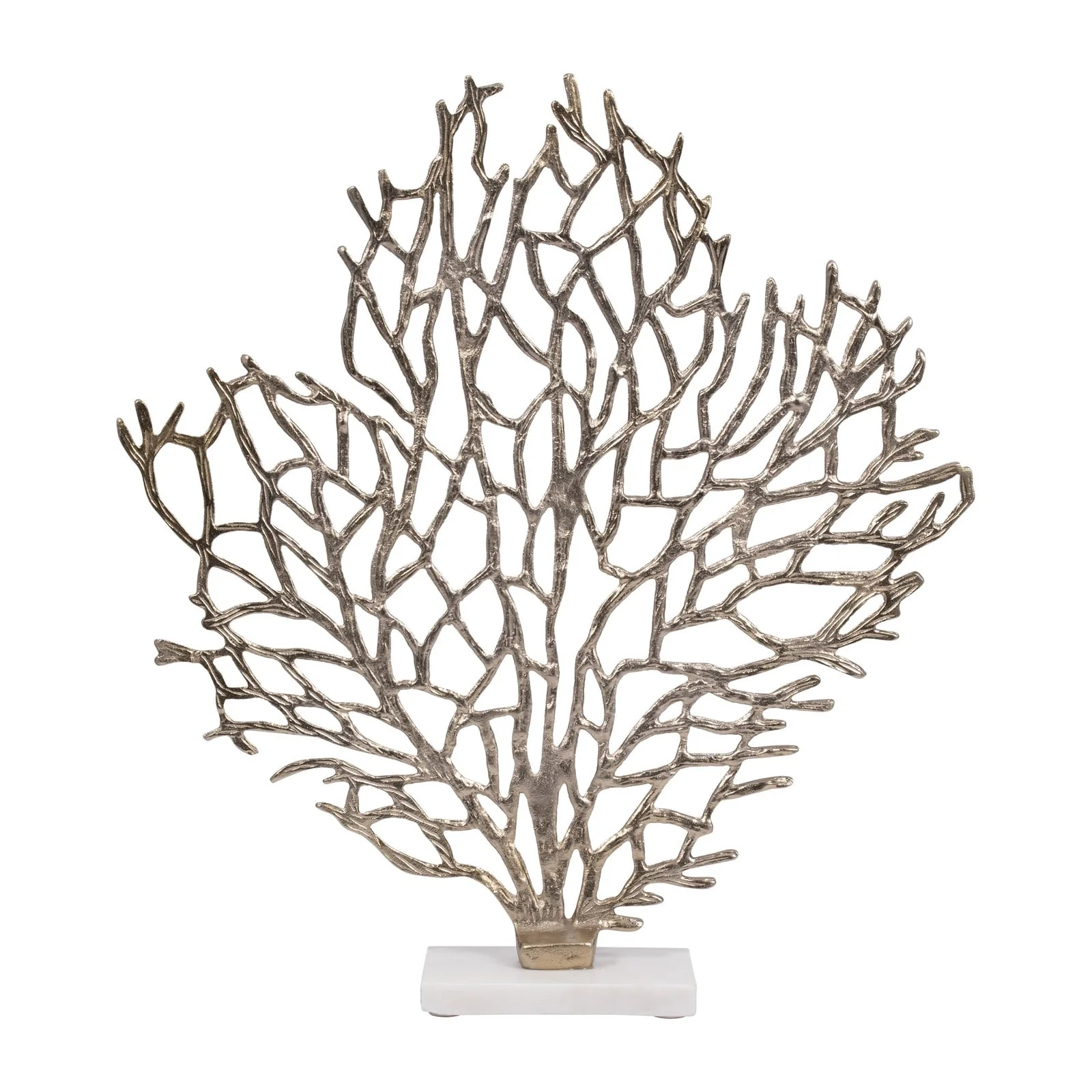 Metal, 21" Coral On Marble Base, Champagne - Image 4