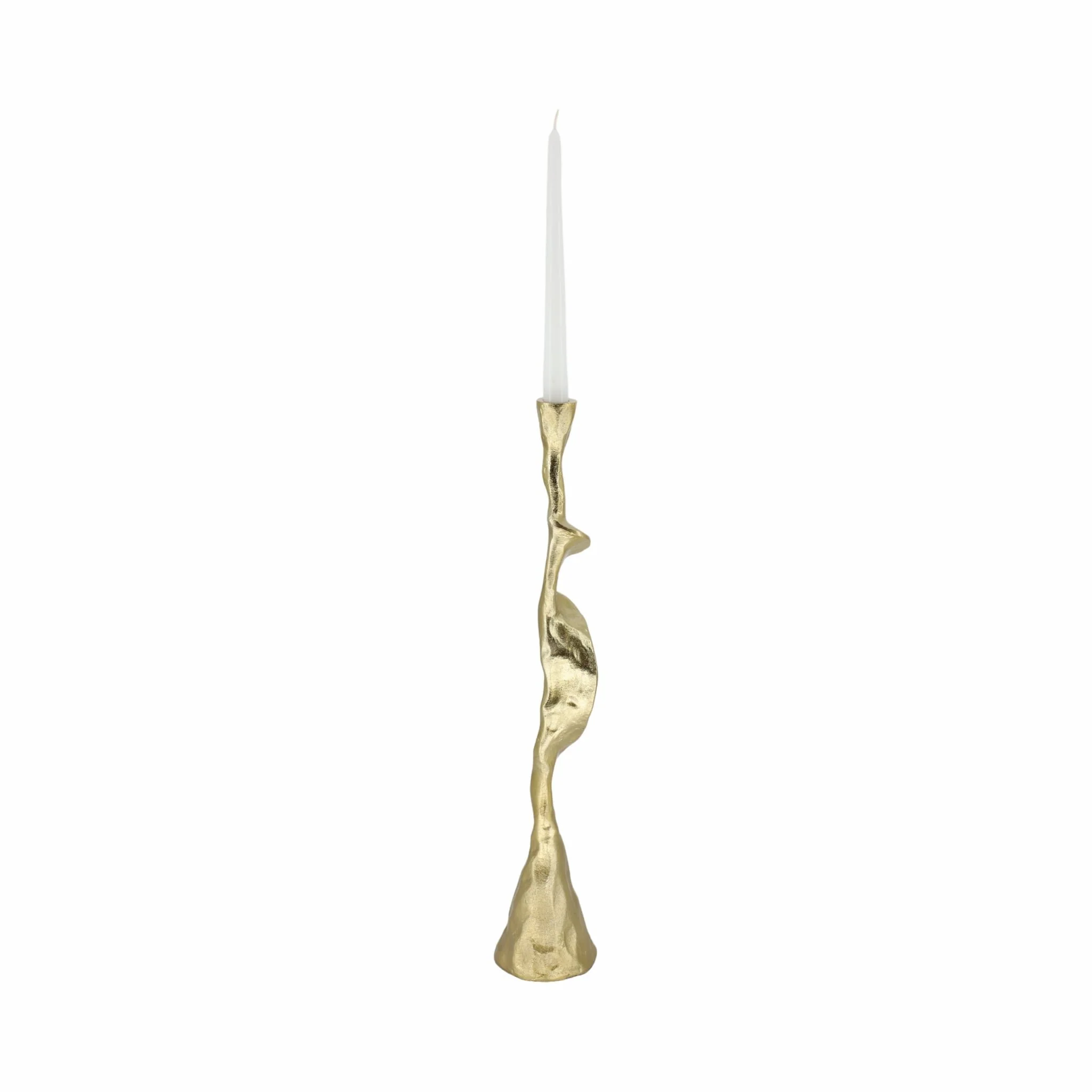 Metal, 21" Forged Taper Candleholder, Gold - Image 2