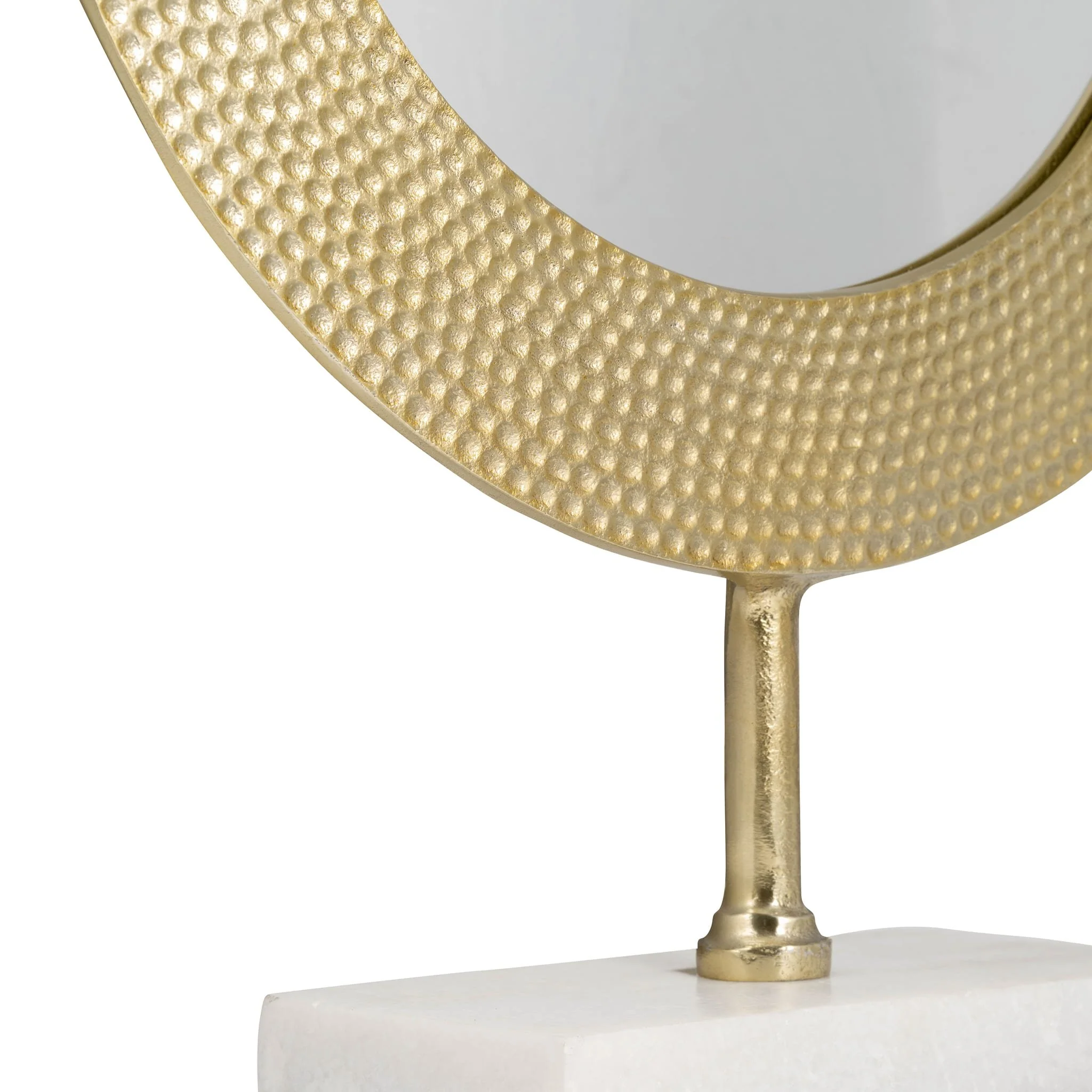 Metal 21" Hammered Mirror On Stand, Gold - Image 5